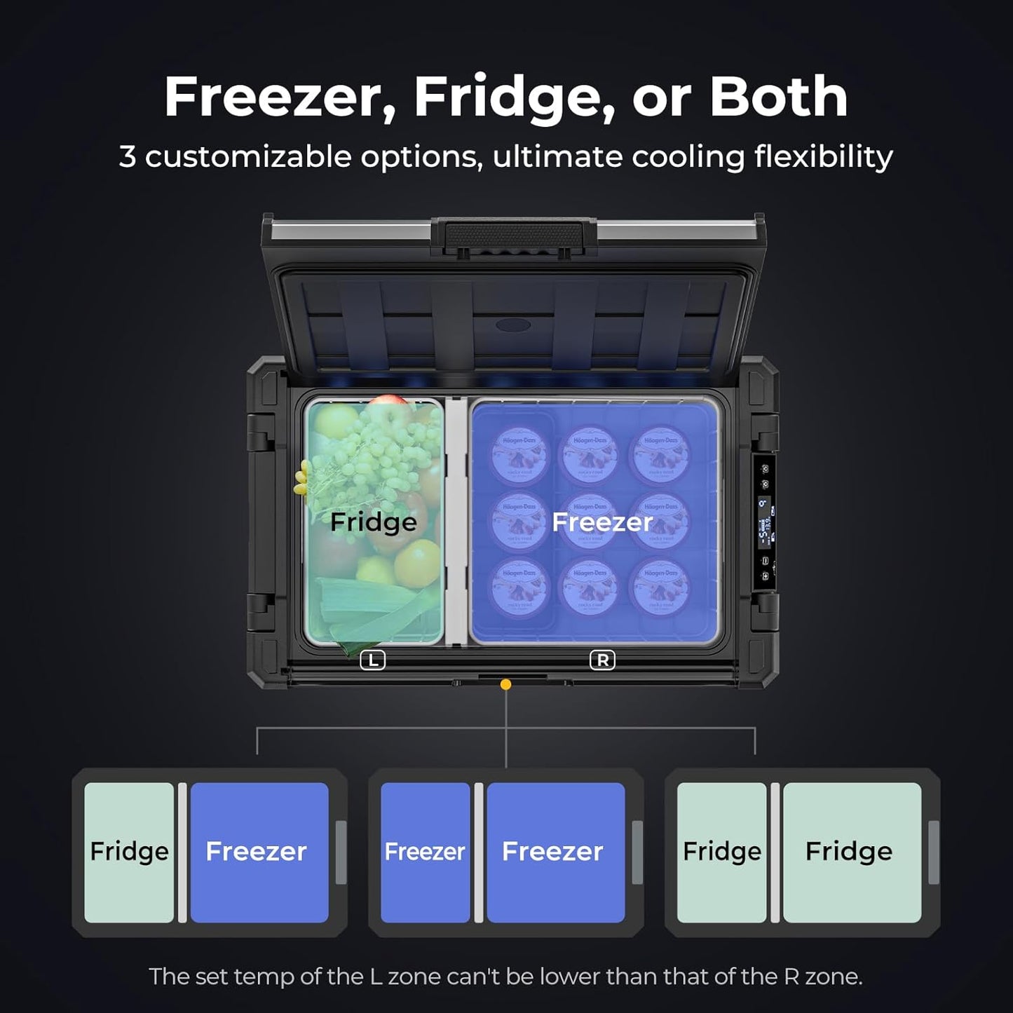 BougeRV 12 Volt Portable Refrigerator, 69 Quart Rocky V2.0 Dual Zone Car Fridge Freezer with APP Control, Compressor Cooler 12/24V DC, 110~240V AC for Overlanding, Camping, Travel, RV, Truck