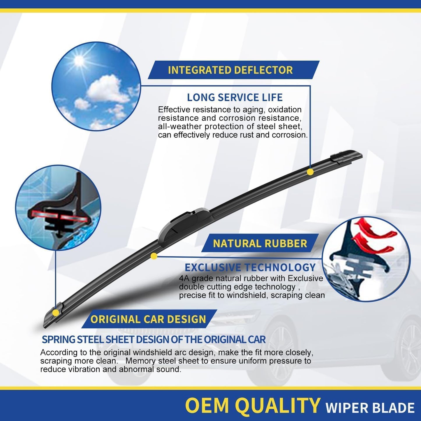 3 wipers Replacement for 2012 2013 2014 2015 2016 Subaru Impreza Original Equipment Windshield Wiper Blades Set 26"+16"+12" (Set of 3) U/J HOOK