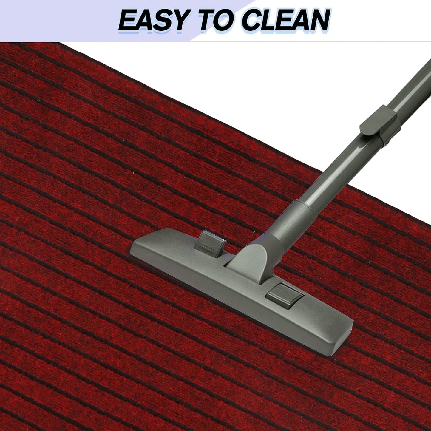 Custom Size Backed Non-Slip Area Rugs Runner, Easy Clean, Waterproof Runner Rugs for Hallway Entryway, Kitchen, Laundry, 2FT x 14FT, Red Stripe