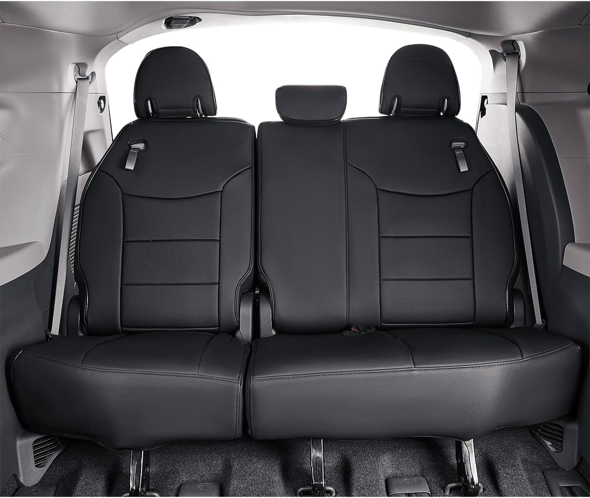 EKR Sienna Seat Covers for Toyota Sienna LE,XLE,XLE Plus 8-Passenger Seating 2021 2022 2023 2024 2025,Front Seat and Rear Seat,Black Car Seat Covers - 1st and 2nd Row Only,Leather(Black)