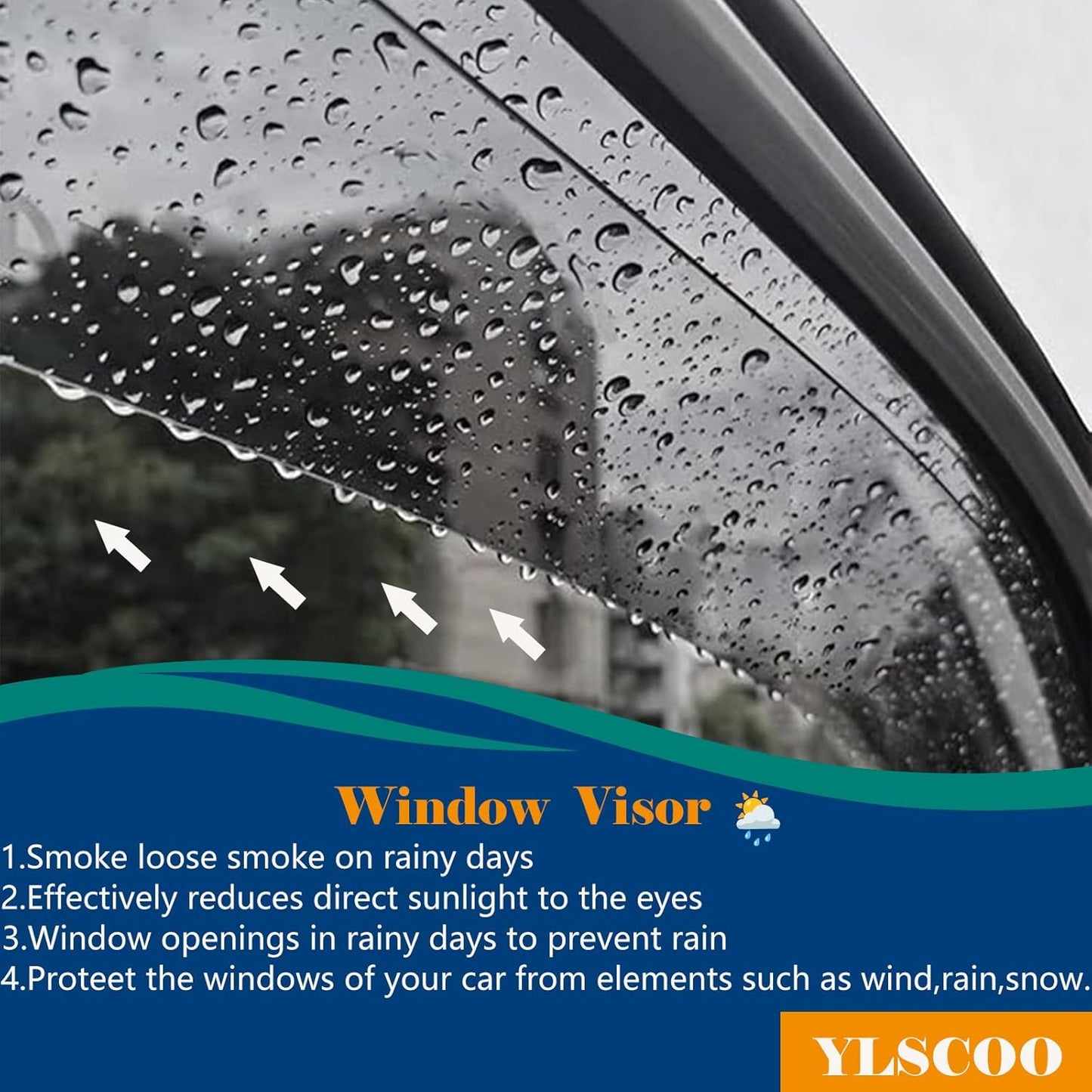 Window Visors Rain Guards fits 2016-2025 Malibu (EXCLUDES 2016 Malibu Limited), Out-Channel Window Wind Deflectors Vent Shades Accessories, Dark Smoke, 2017 2018 2019 2020 2021 2022 2023 2024