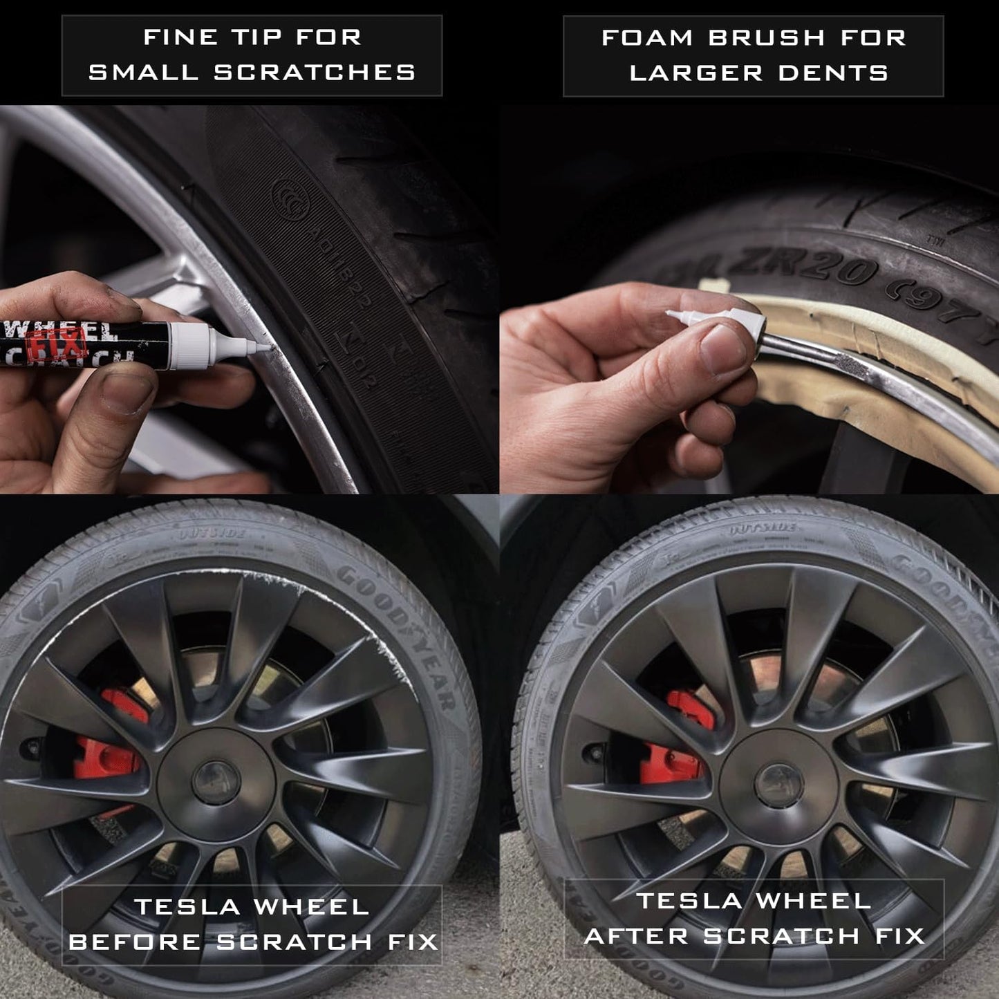 Gloss Black Rim Touch Up Paint Kit, Car Wheel Scratch Repair Kit, Wheel Touch Up Paint Pen, curb rim repair kit, curb rash repair Kit, Universal Rim Alloy Gloss Black Wheel Paint (Gloss Black)