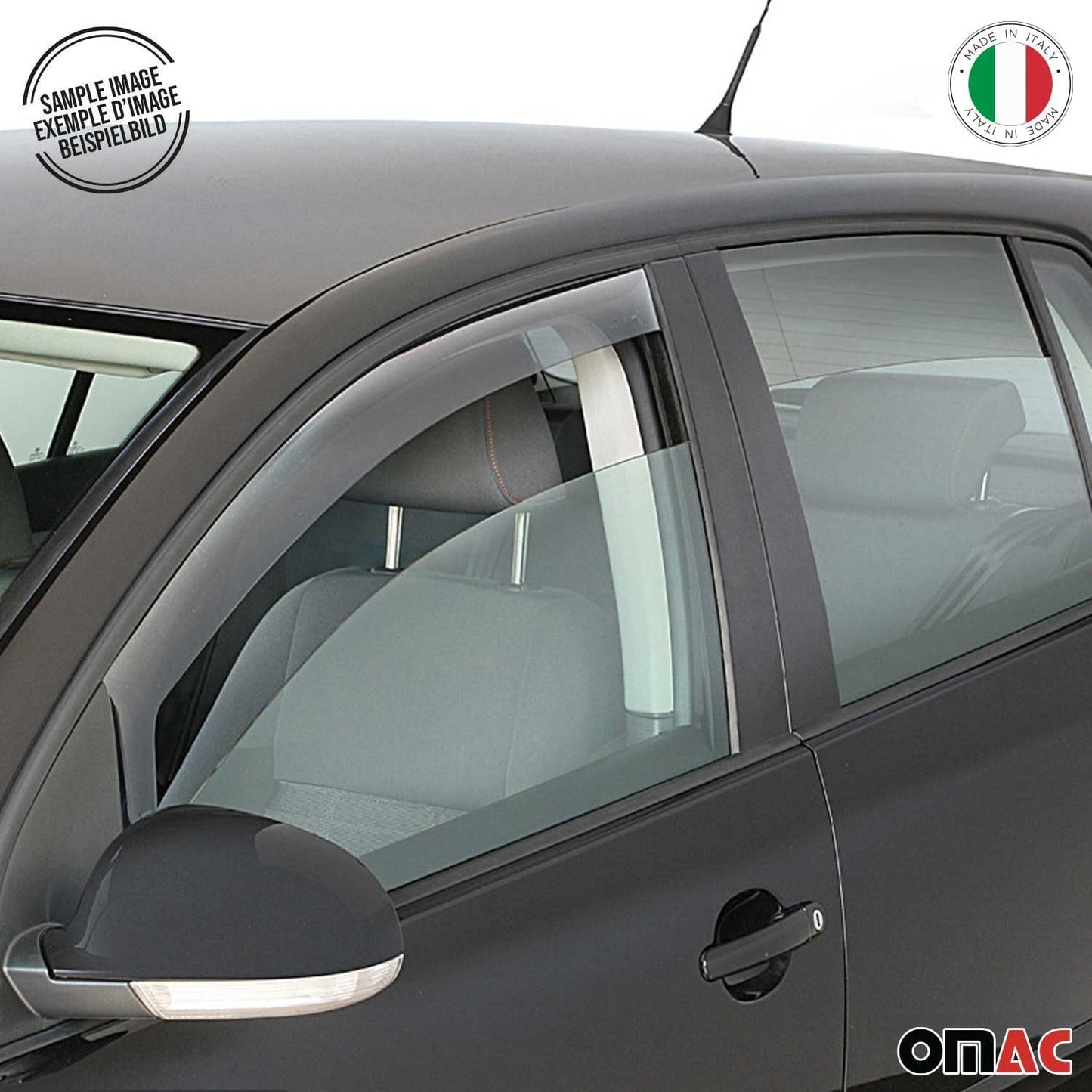 OMAC Window Visor Vent Rain Guard Deflector for Honda Civic 2006-2011 Sedan Smoke 2 Pcs