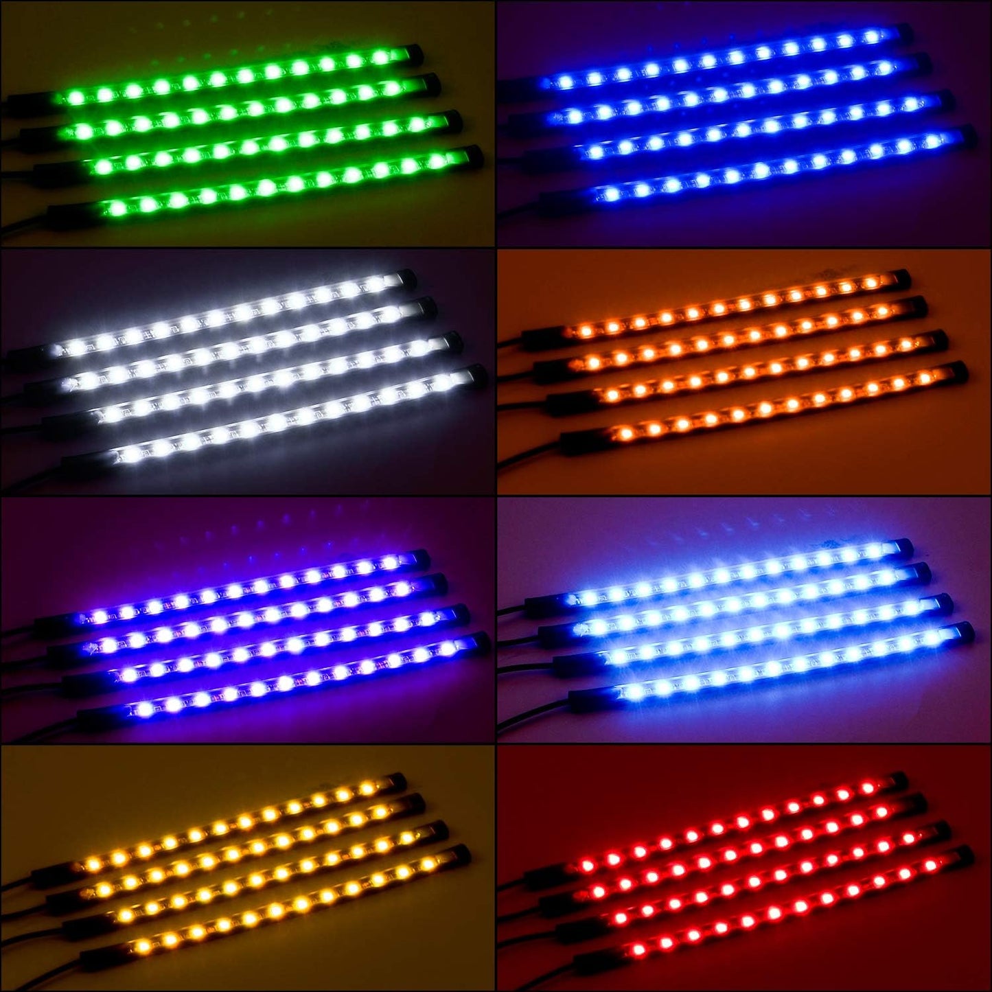 Nilight - TR-06 4PCS 48 LED Interior Lights DC 12V Multicolor Music Car Strip Light Under Dash Lighting Kit with Sound Active Function and Wireless Remote Control, 2 Years Warranty
