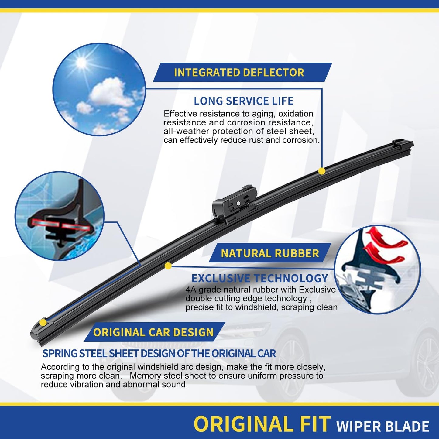 3 Wipers Factory Replacement For 2018-2021 2022 VW Volkswagen Tiguan /2019 2020 2021 2022 2023 Volkswagen Touareg Original Equipment Wiper Blades Set 25"+22"+15" (Set of 3)