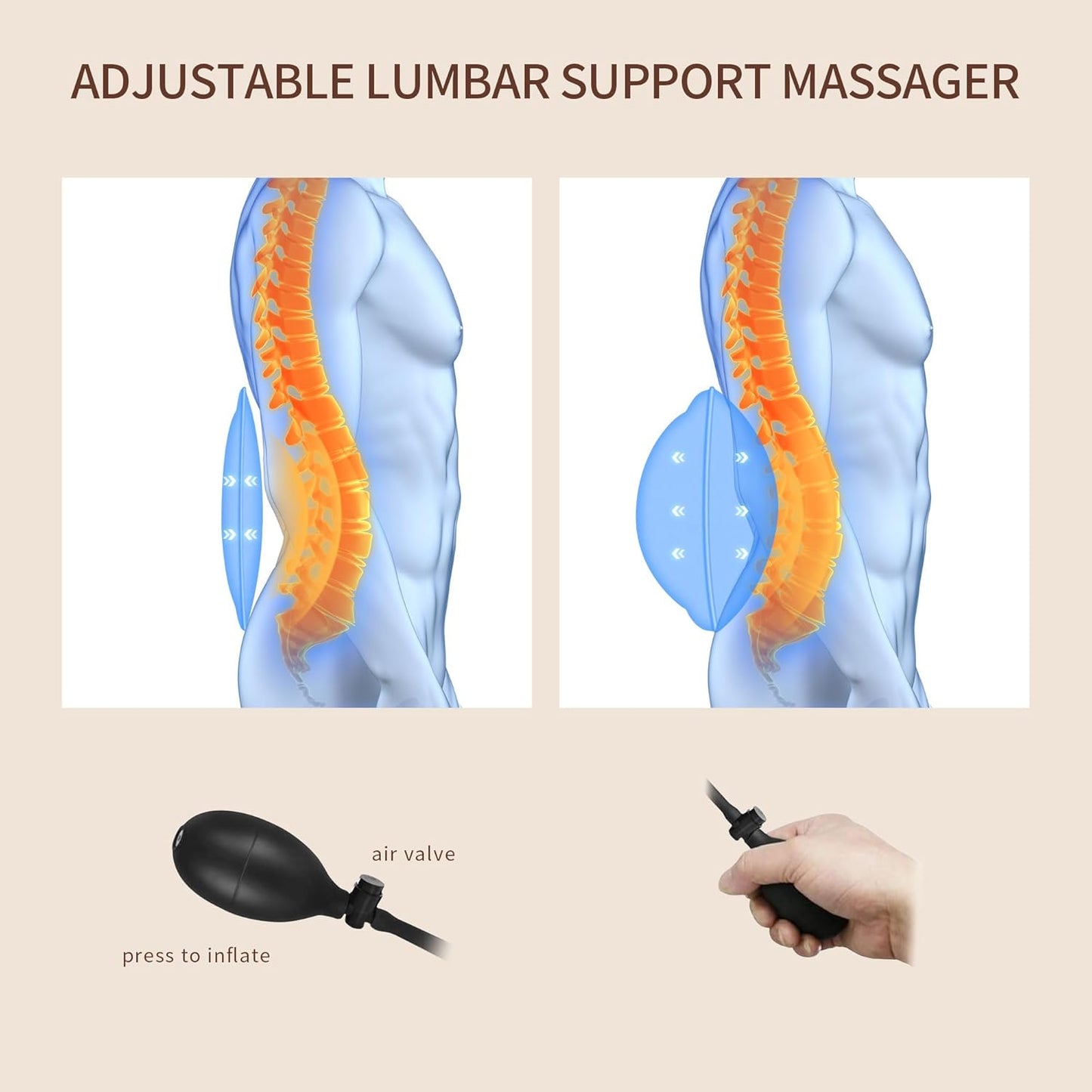 Back Massager with Heat, Massage Seat Cushion with 3D Lumbar Traction, 8 Vibrating Motors Massager Chair Pad for Full Body Pain Relief, and Home Use