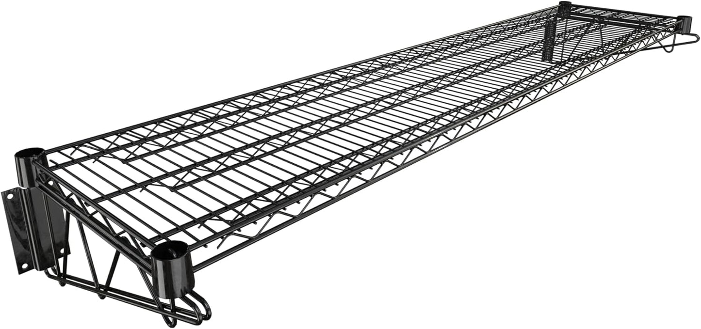14" x 60" Black Epoxy Wire Wall Mount Shelf