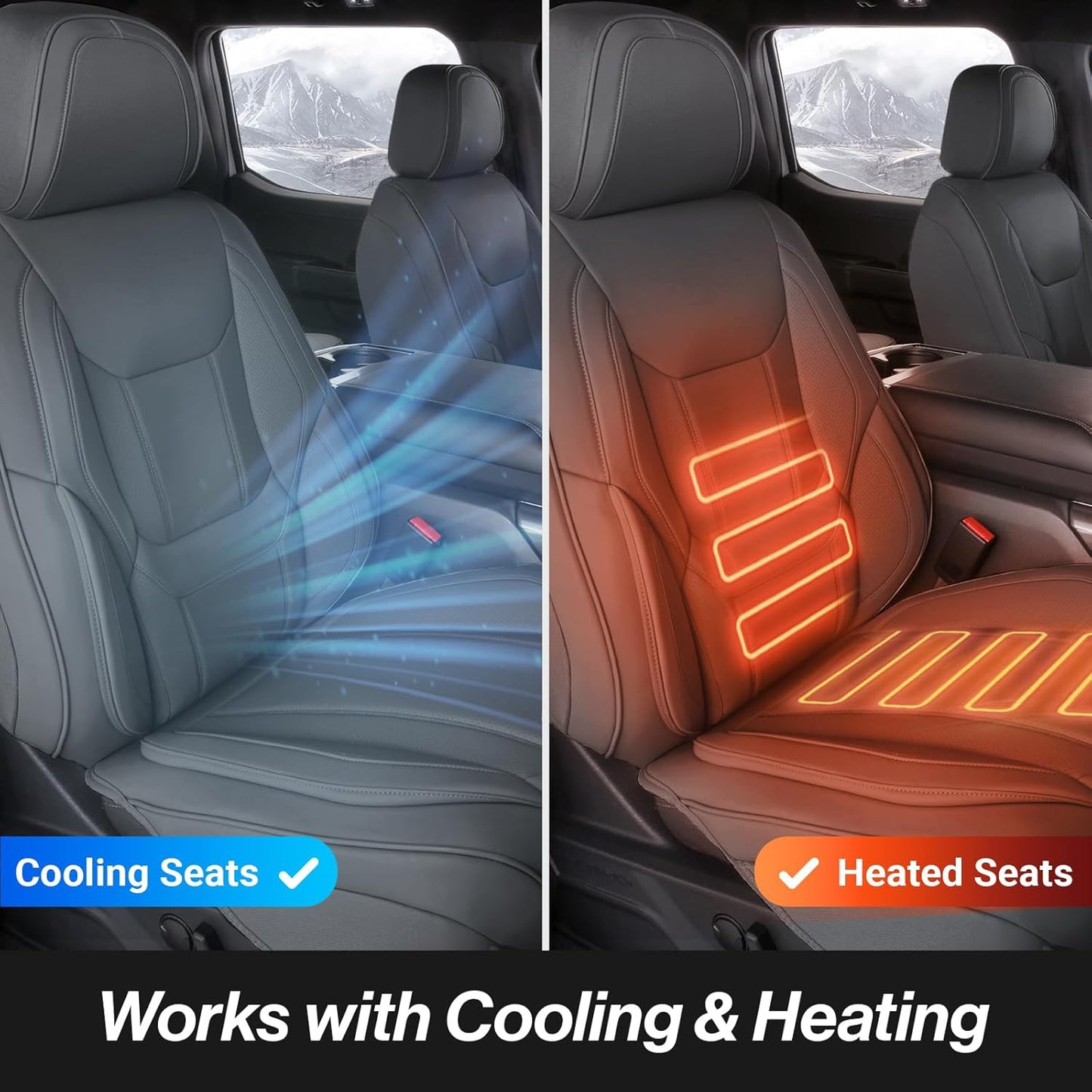 Coverland Custom Car Seat Covers Compatible with 2007-2014 Sierra 2500HD Extended Cab - Premium Leather Non-Slip Waterproof Cover Interior Protector Full Set-Dark Gray [See Size Chart-Size X114]