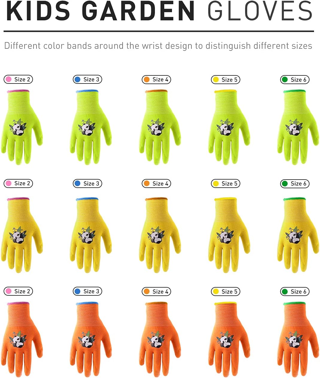 HANDLANDY 2 Pairs Kids Gardening Gloves, Toddler Children Garden Yard Work Outdoor Playing Gloves, Rubber Coating, for Girls Boys Youth (Size XL, Yellow)