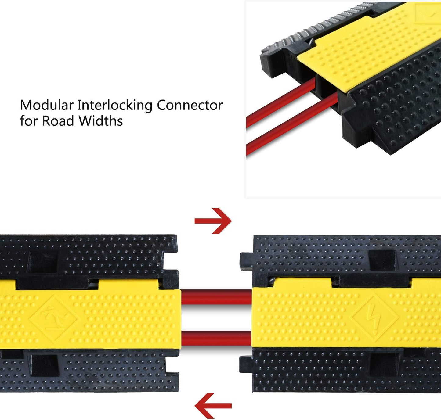 1 Pack Rubber Cable Ramp Hose Cable Protector Ramp 2 Channel 22000Lbs Load Capacity Traffic Speed Bump Wires Power Lines Extension Cord Cover for Indoor Outdoor