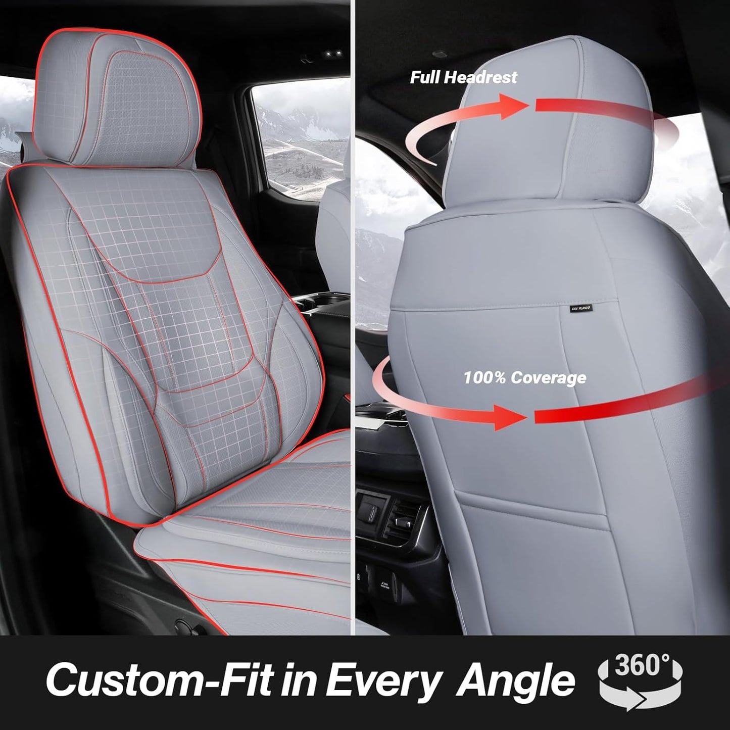 Coverland Custom Car Seat Covers Compatible with 2007-2013 Tundra CrewMax - Premium Leather Non-Slip Memory Foam Waterproof Cover Interior Protector Full Set-Gray [See Size Chart-Size X135]