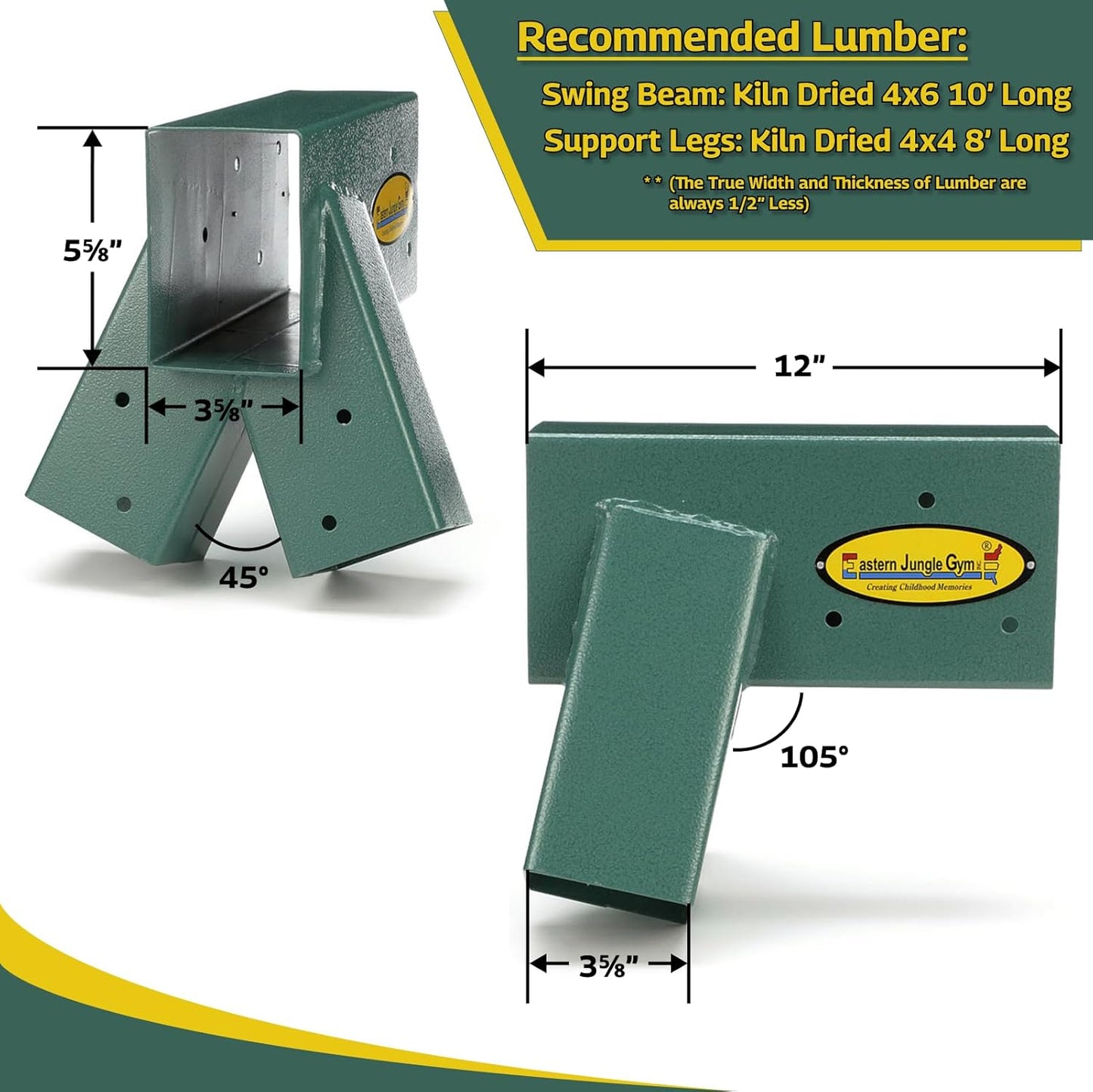 Eastern Jungle Gym Easy 1-2-3 A-Frame Swing Set Brackets Pack of 4 Brackets