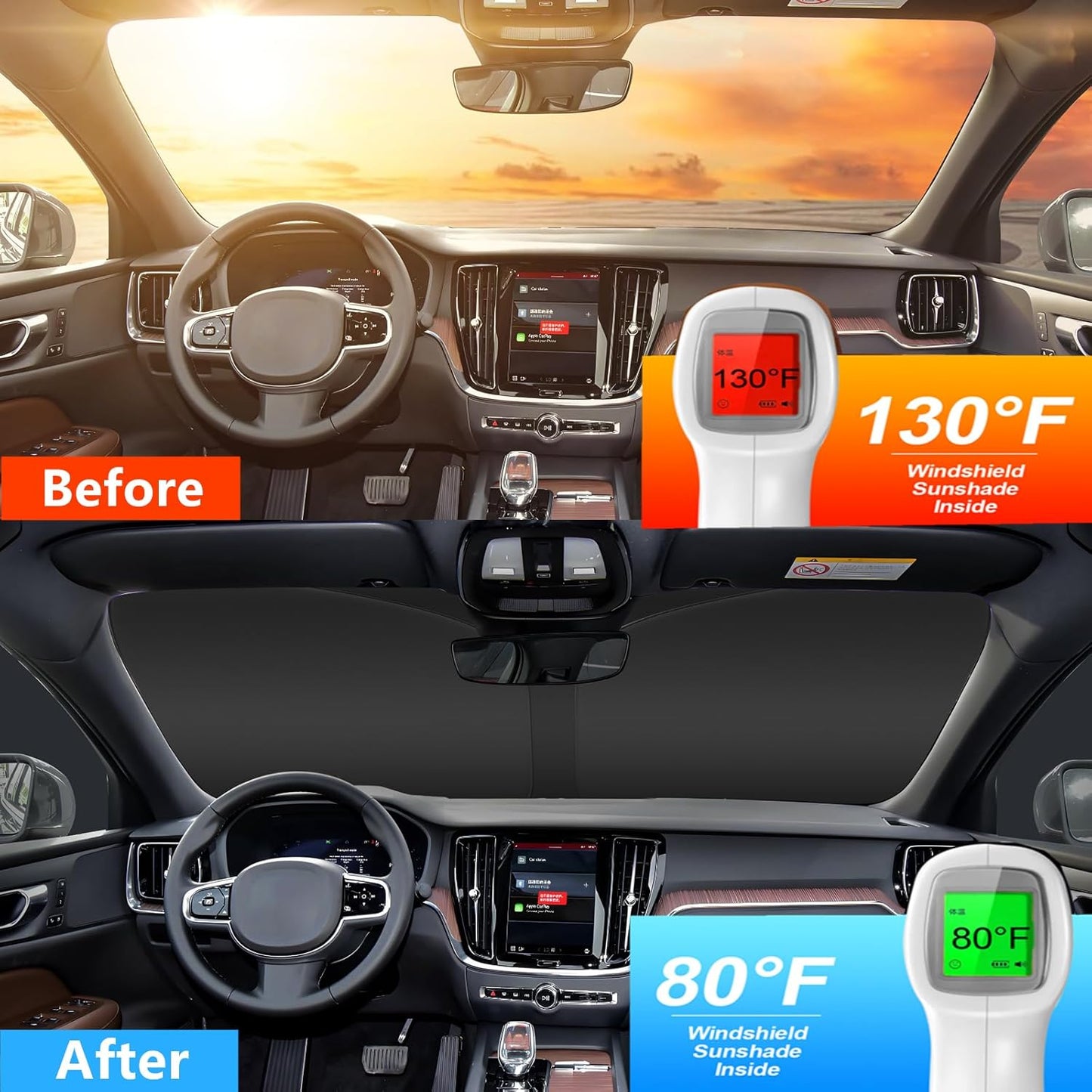 Windshield Sun Shade for for Cadillac XT6 2020-2025 4-Layer Front Window Shade Custom Sun Visor 240T Shade Blocks UV Keep Your Car Cooler