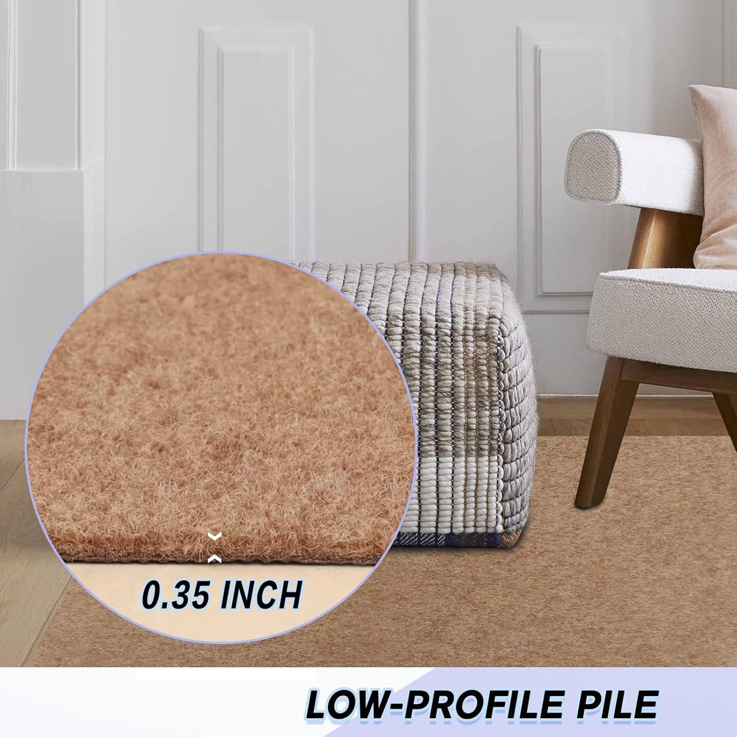 Custom Size Backed Non-Slip Area Rugs Runner, Easy Clean, Waterproof Runner Rugs for Hallway Entryway, Kitchen, Laundry, 4FT x 5FT, Beige