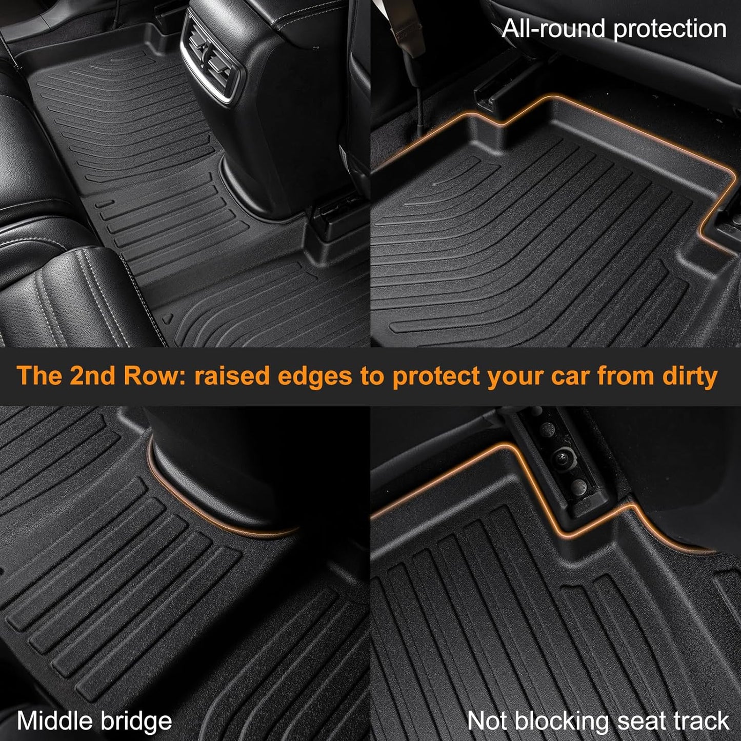 Binmotor-All Weather Floor Mats Cargo Liner Set for Honda HRV (FWD Model) 2016-2022 HR-V Car Floor Liners TPE Waterproof Full Set, Heavy Duty Car Floor Liners-Black for HRV Accessories