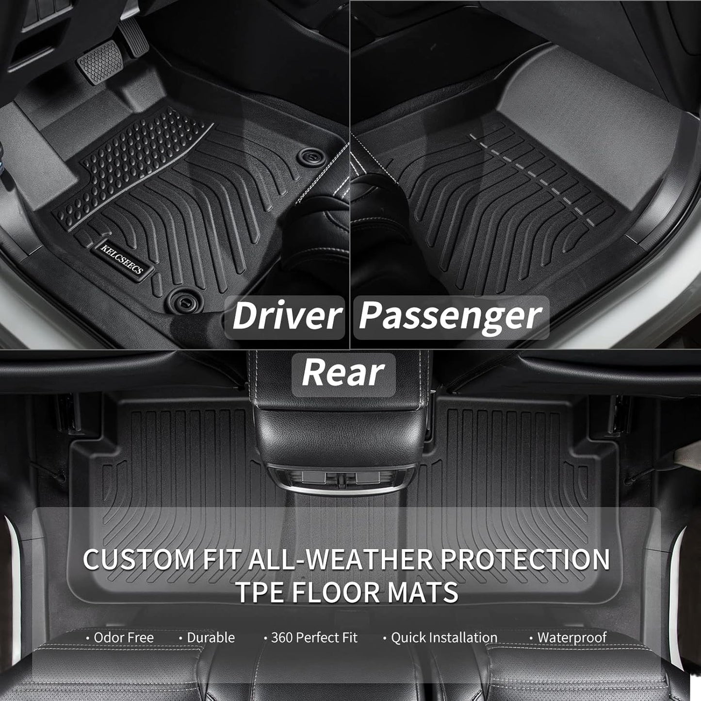 KELCSEECS® Floor Mats Custom for Hyundai Elantra Hybrid 2025 2024 2023 2022 2021 All Weather Protection TPE Heavy Duty Non-Slip Automotive Floor Liners Fits Front & 2nd Row full set Accessories, Black