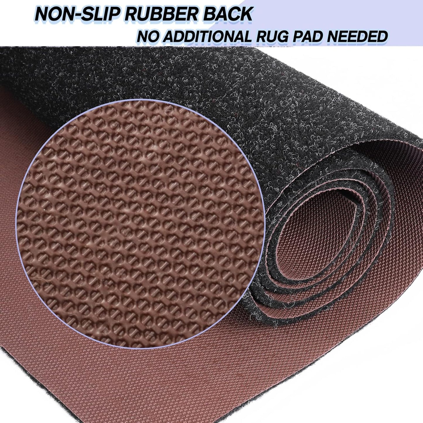 Custom Size Backed Non-Slip Area Rugs Runner, Easy Clean, Waterproof Runner Rugs for Hallway Entryway, Kitchen, Laundry, 4FT x 7FT, Black