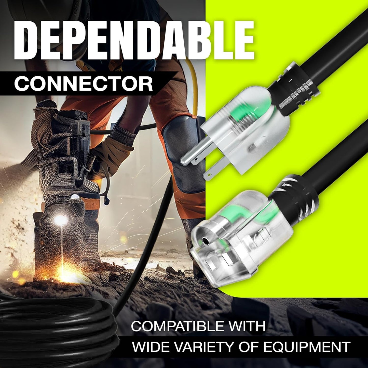 3ft Outdoor/Indoor Extension Cord 12/3 Gauge Extra Heavy Duty 3 Prong SJTW, Waterproof, Flexible Cold-Resistant Long Power Cord,15A 125V 1875W, Black by LifeSupplyUSA