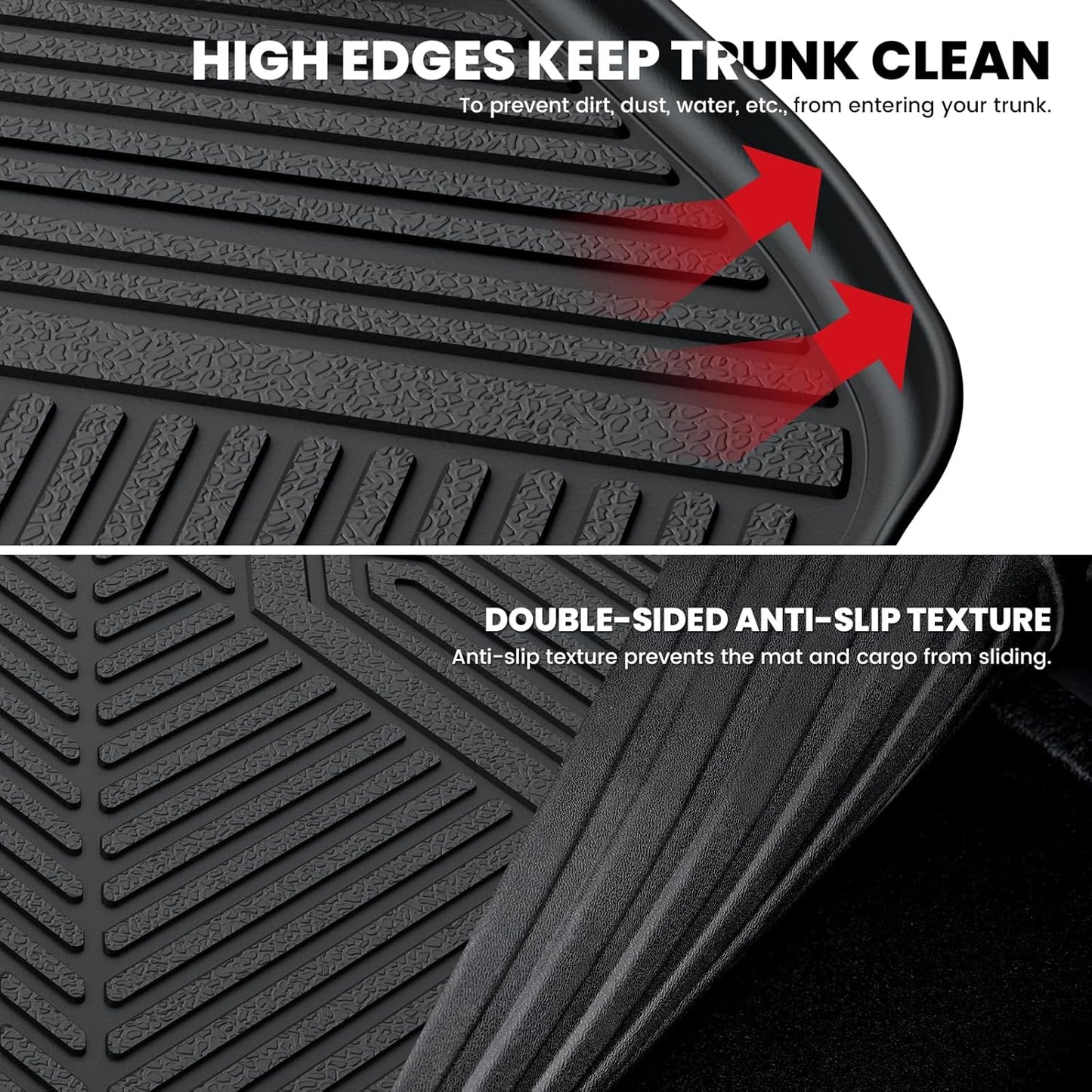 LASFIT Trunk Mat for Jeep Cherokee 2014-2023 All Weather TPE Custom Fit Cargo Mat Trunk Liner Cargo Liner, Black