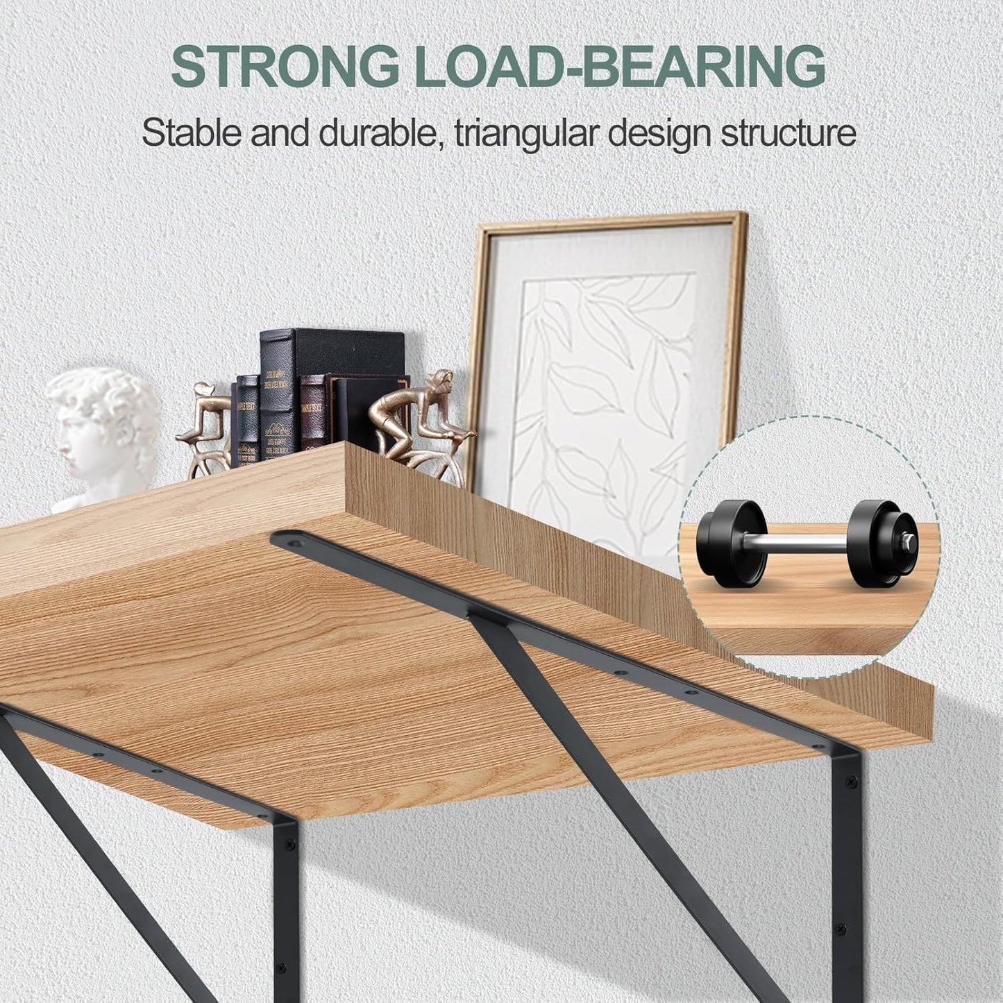 8 Pack L22 x H 12" Black Heavy Duty Shelf Brackets with Screws Metal Shelf Brackets Shelf Support Angle Brackets for Shelves L Brackets Heavy Duty Floating Shelf