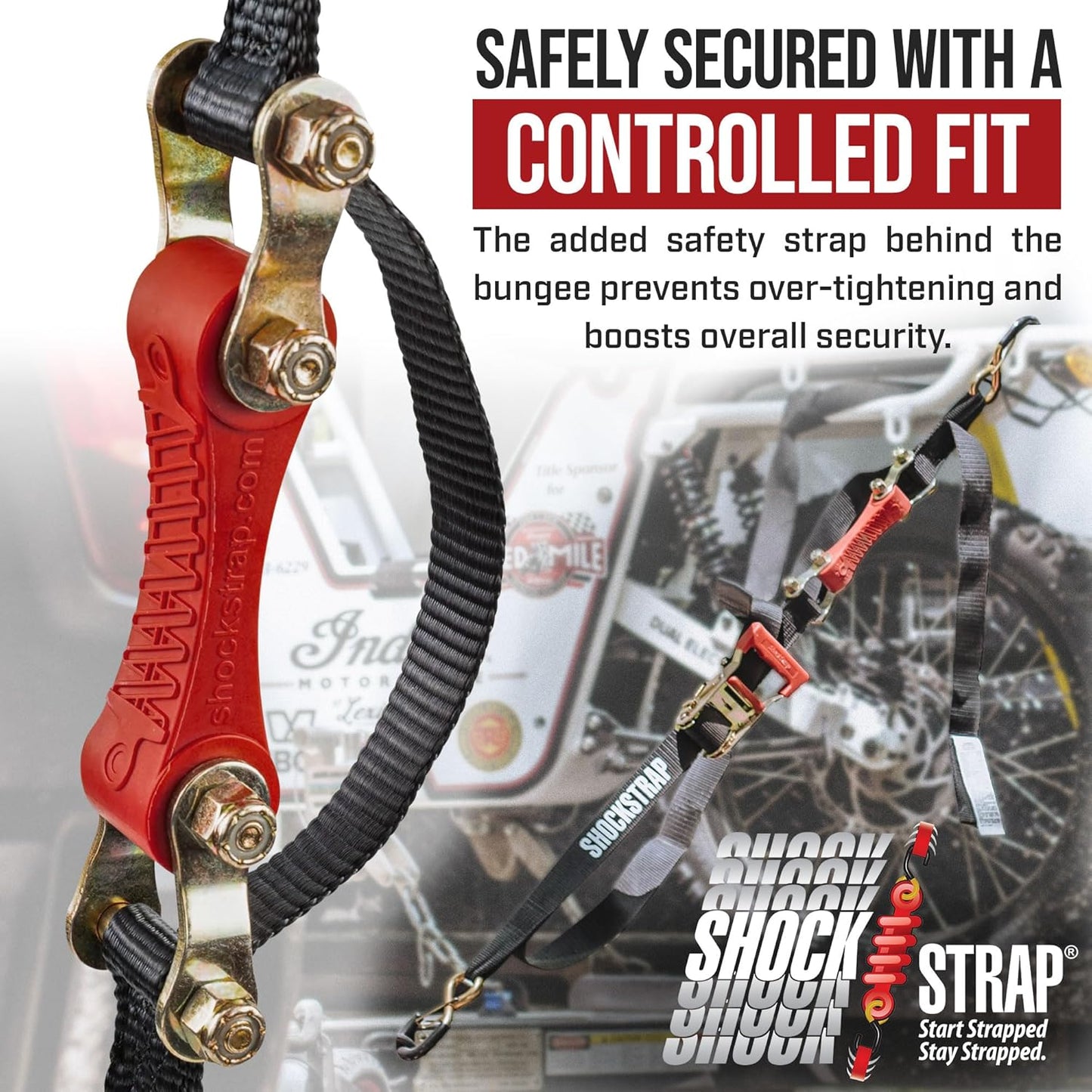 Ratchet Strap, 10' x 1" Shock Absorbing Heavy Duty Tie Downs for Cargo, 500 LB WLL / 1,500 LB Break Strength, 2-Pack