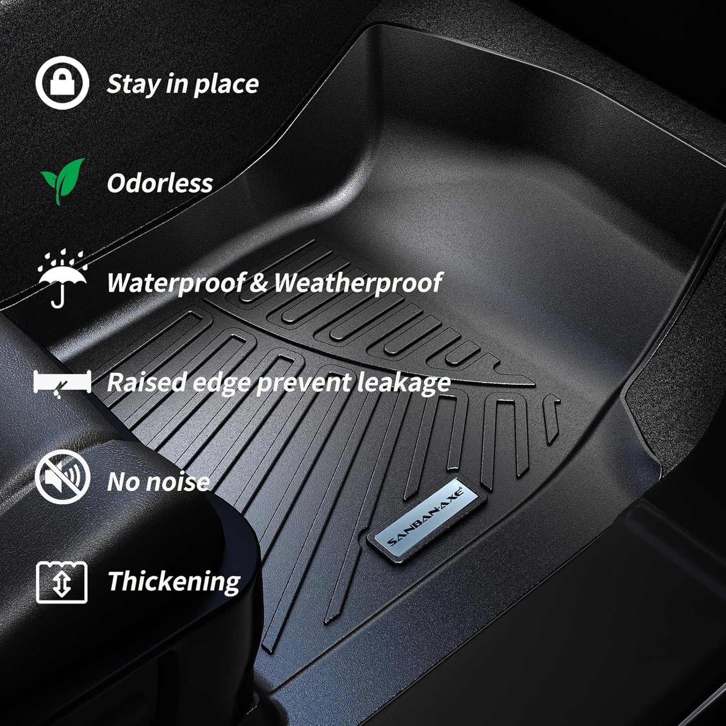 Floor Mats & Trunk Mat for 2021-2024 2025 Ford Bronco Sport Only Fit Sport Version(Non Hybrid) TPE All Weather Protection 2 Rows Car Floor Liners with Cargo Liners Accessories
