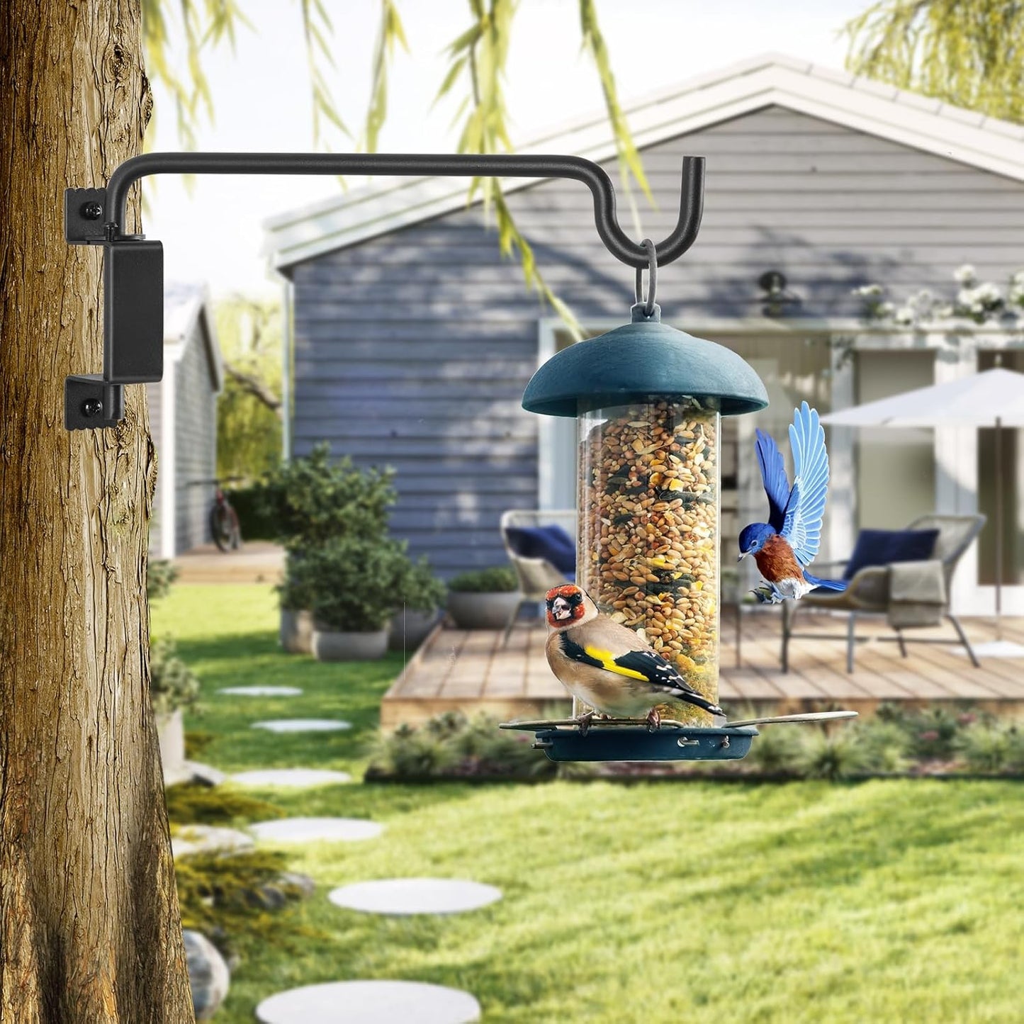12" 360° Swivel Plant Hanger - Heavy Duty Solid Steel Wall Hook, 12-Directional Adjustable for Bird Feeders, Outdoor/Indoor Plants, Garden & Patio (2-Pack)