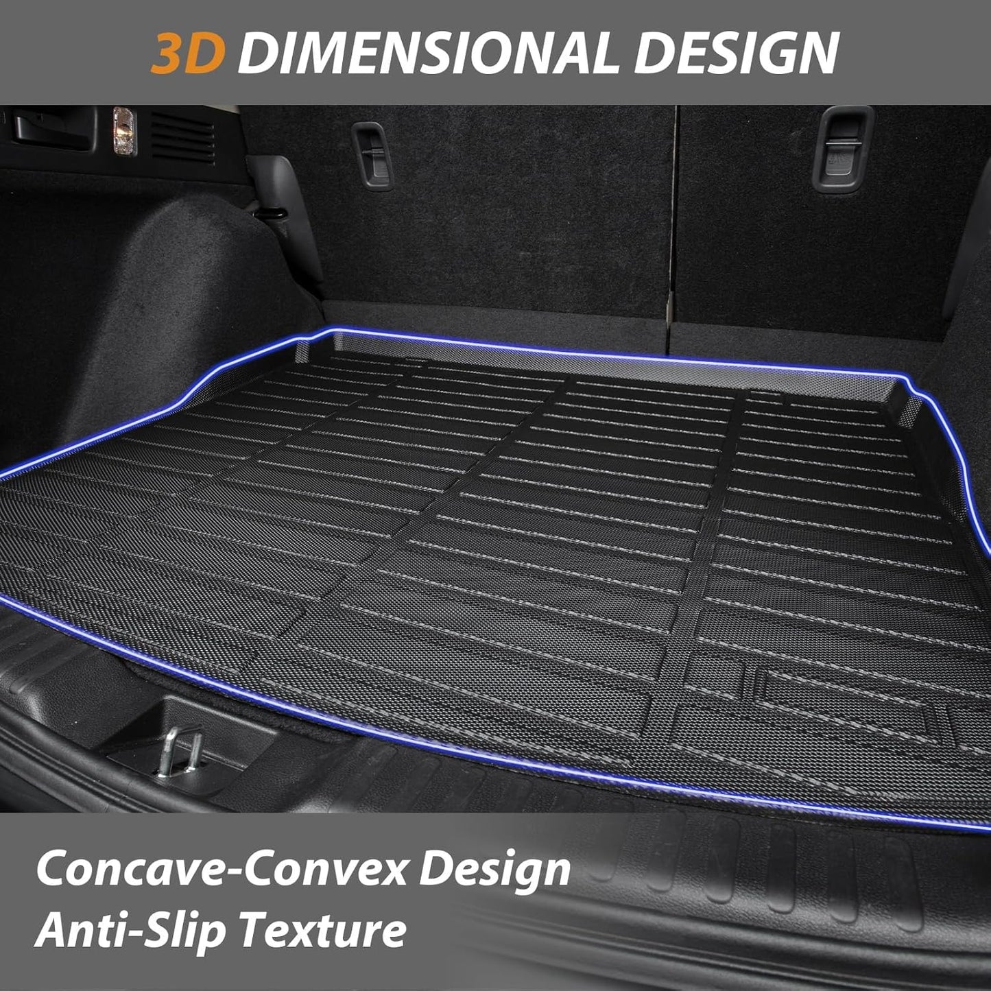AIPOIL® Floor Mats & Cargo Liner Set for 2019-2020 Hyundai Santa FE All Weather Protection TPE Anti-Slip Automotive Full Set Custom Car Mats Accessories - Black