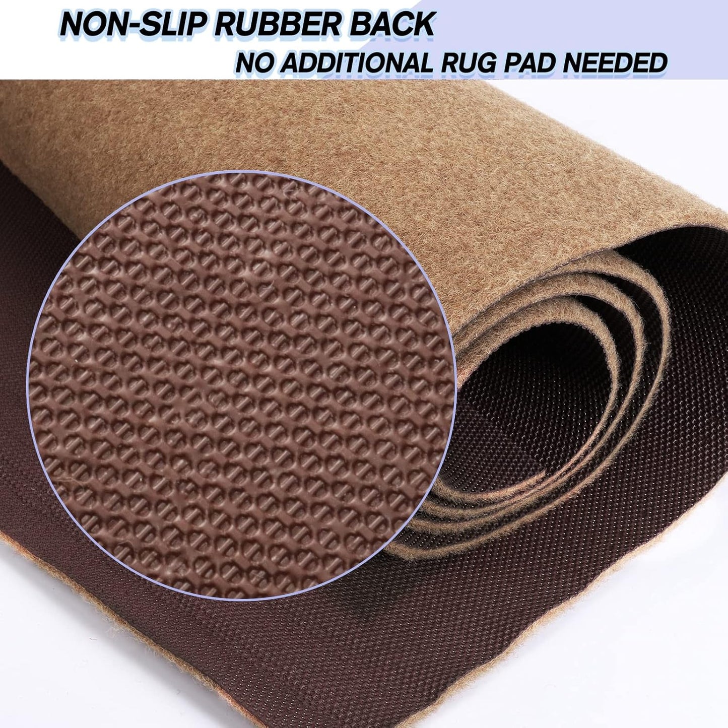 Custom Size Backed Non-Slip Area Rugs Runner, Easy Clean, Waterproof Runner Rugs for Hallway Entryway, Kitchen, Laundry, 4FT x 36FT, Beige