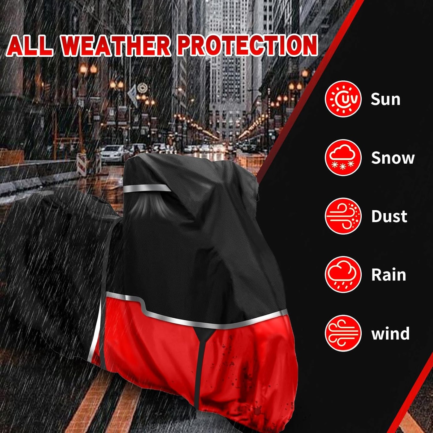 420D Trike Motorcycle Cover Suitable for freewheeler, Tri Glide, and CVO Version All Weather Protection Waterproof Motorcycle Cover Easy to Clean Tear-Resistant Suitable for Outdoor Protection
