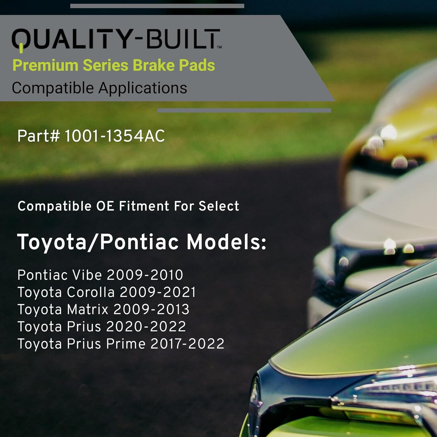 Premium Ceramic Rear Brake Pads (1001-1354AC) Compatible with Pontiac Vibe 2010-2009, Toyota Corolla 2011-2009, Corolla 2021-2014, Matrix 2013-2009, Prius 2022-2020 & More