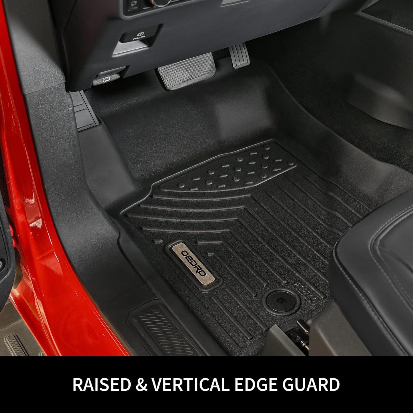 OEDRO Floor Mats Fit for 2014-2019 Kia Soul, Unique Black TPE All-Weather Guard Includes 1st and 2nd Row: Front, Rear, Full Set Liners
