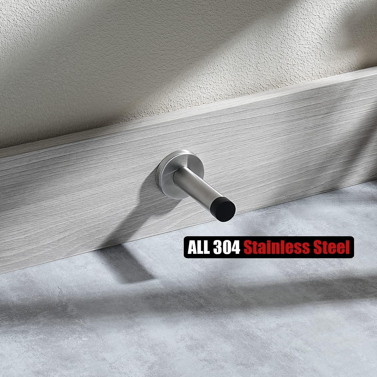 JQK Door Stopper, 304 Stainless Steel Thicken 1mm Sound Dampening Door Stop Bumper Wall Protetor 1 Pack, Brushed, DSB5-BN