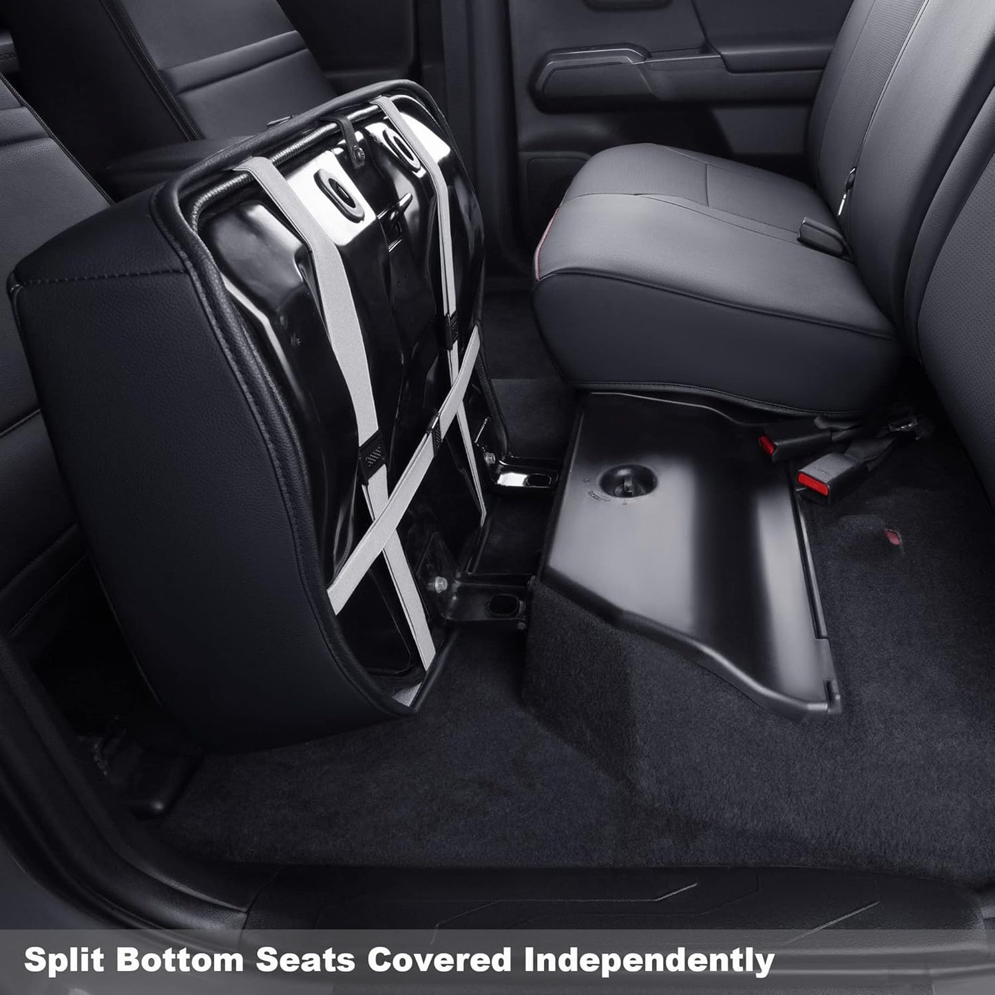 LUCKYMAN CLUB Tacoma Custom Fit Seat Covers for 2016-2023 Tacoma Crew Cab with Faux Leather (Black & Red)