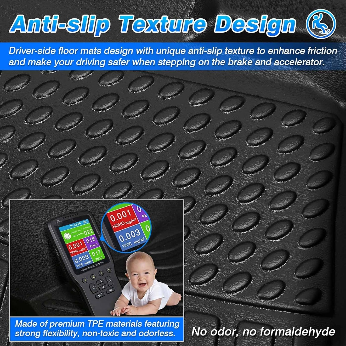 Cartist Floor Mats for Chevy Tahoe & GMC Yukon 2007-2014 (Not for Yukon XL) All Weather Floor Mat for Tahoe Accessories Heavy Duty TPE Waterproof Carpet Protection