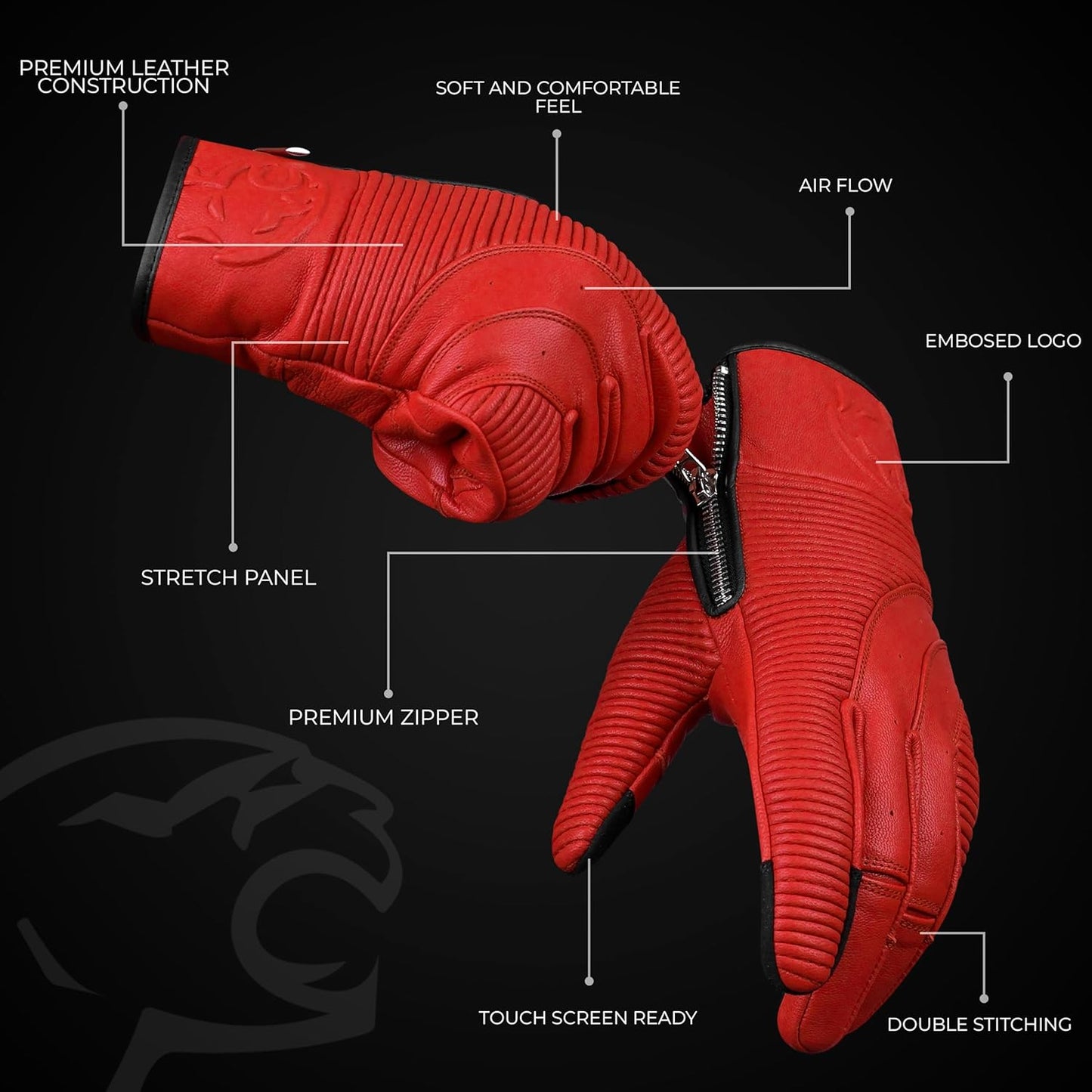 J.A.G. Motorcycle Gloves - Premium Leather Perforated Motorcycle Gloves for Men with Knuckle Protection | Touchscreen Motorbike Riding Gloves