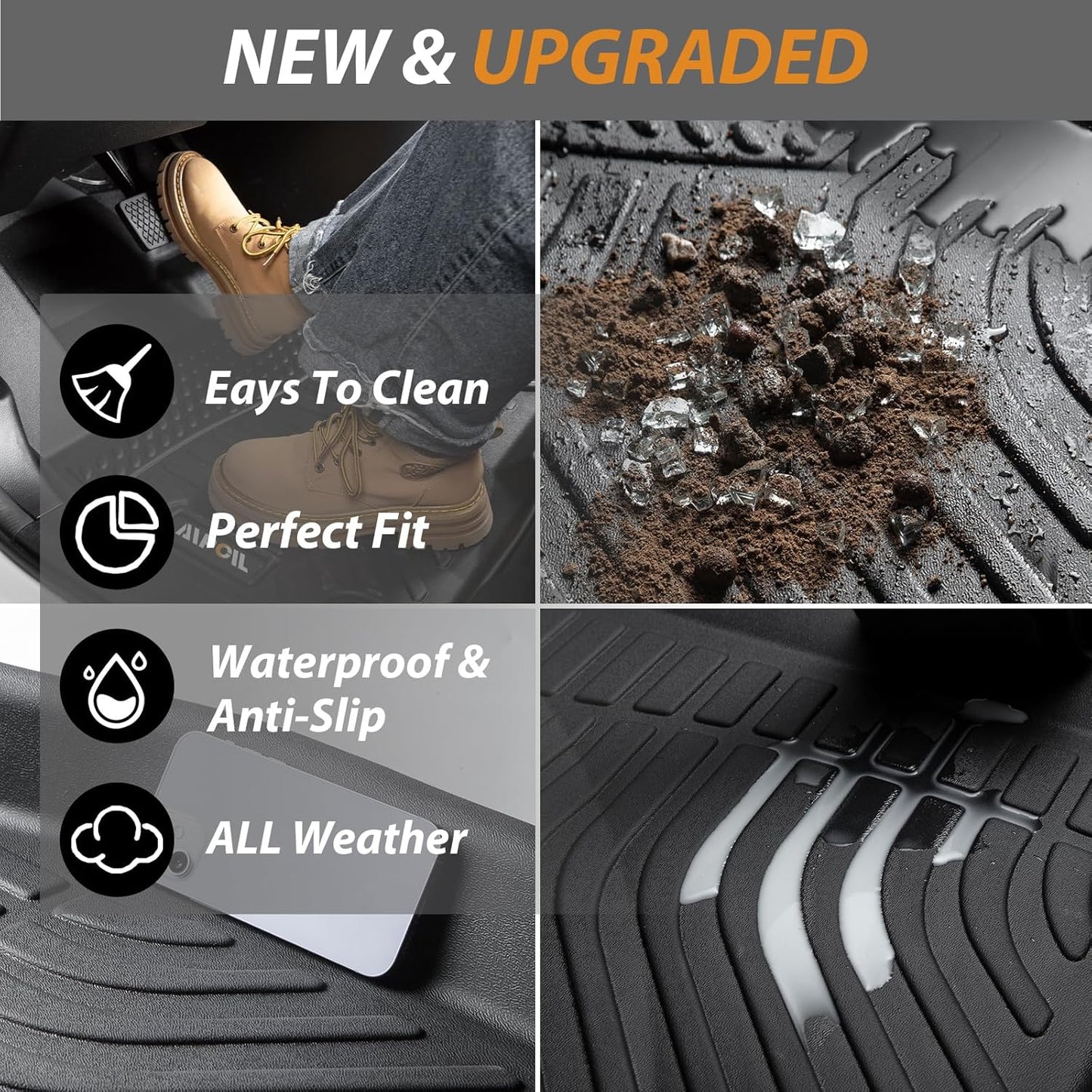 AIPOIL® Floor Mats & Cargo Liner Set for 2022-2024 2025 Lexus NX/NX250/NX350/NX350 F Sport/NX350h/NX450h+/NX450h+ All Weather Protection TPE Anti-Slip Car Full Set Custom Car Mats Accessories - Black