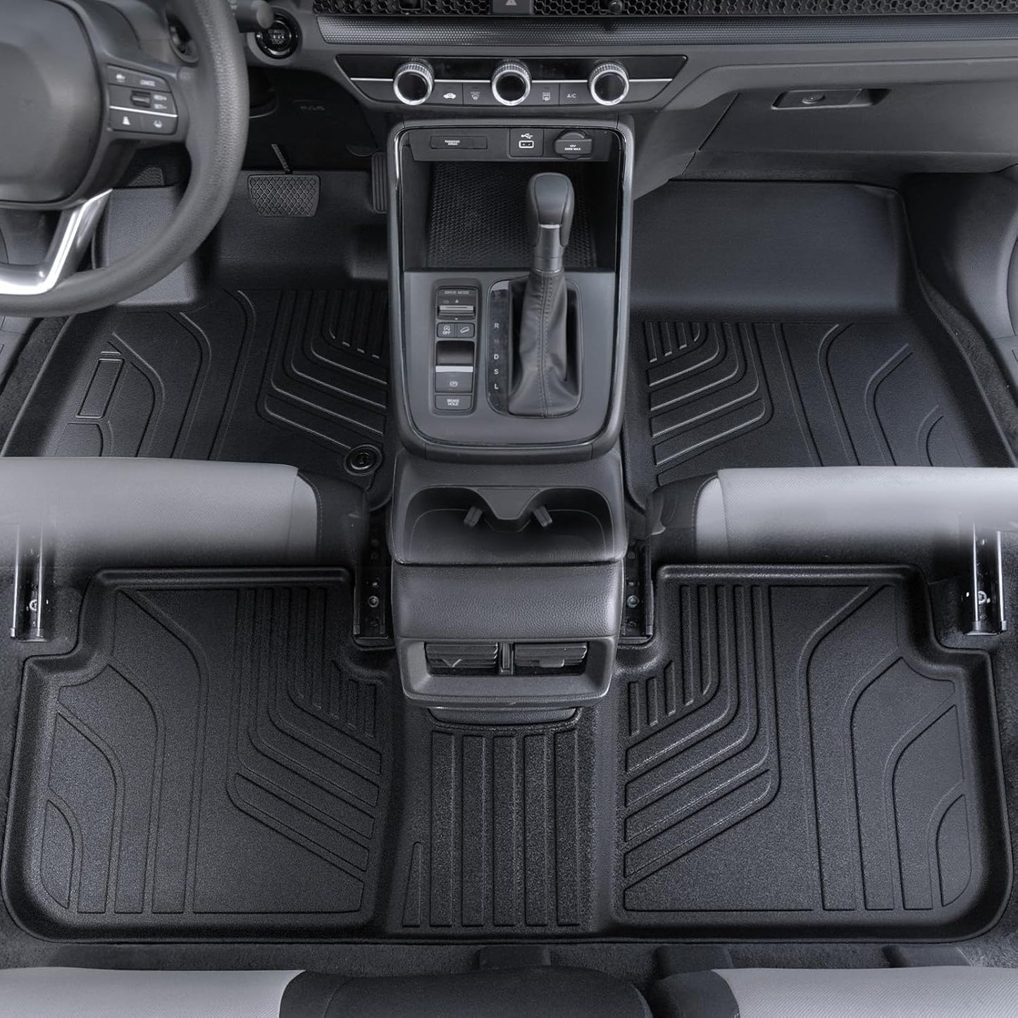 Floor Mats Set for Honda CRV 2026 2025 2024 2023 Accessories(Hybrid & Gasoline), Full Coverage All Weather Floor Mats Cargo Mat with Backrest Protectors & Door Sill Guards