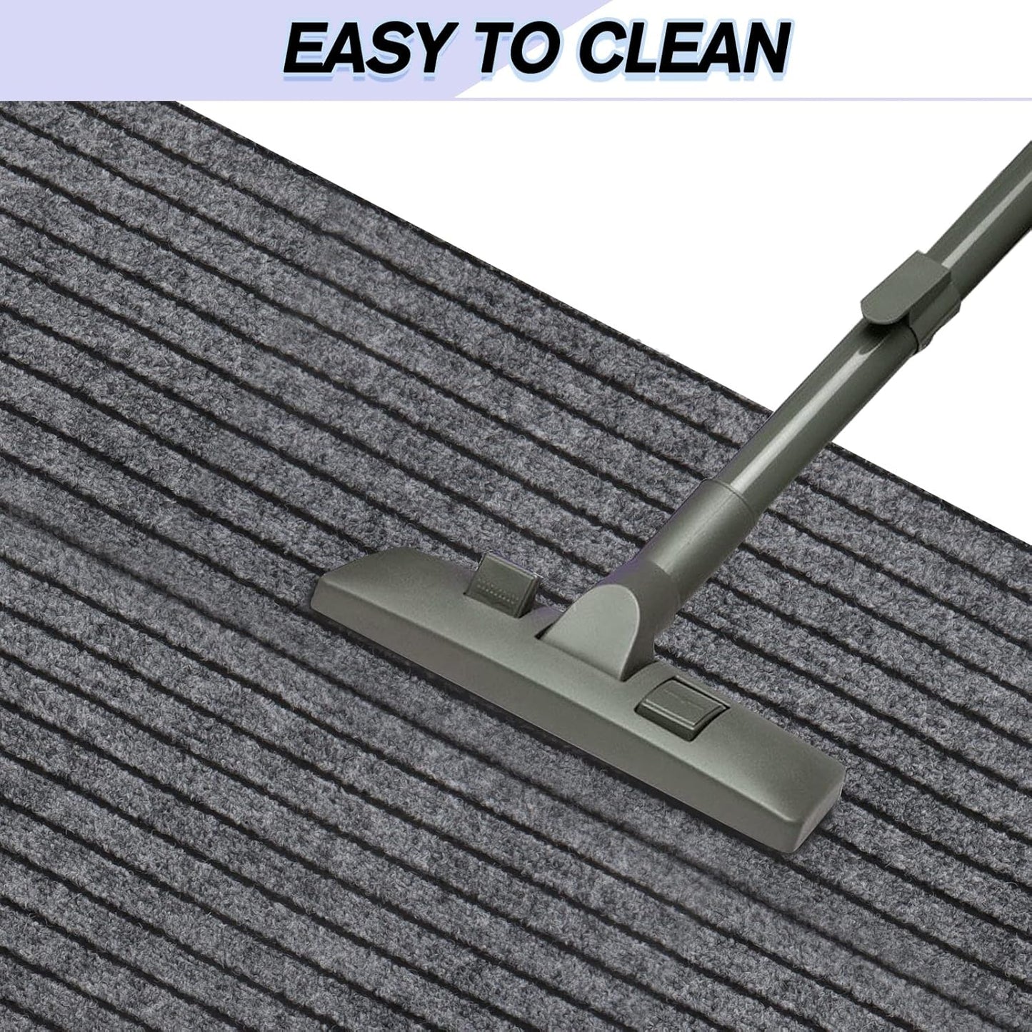 Custom Size Backed Non-Slip Area Rugs Runner, Easy Clean, Waterproof Runner Rugs for Hallway Entryway, Kitchen, Laundry, 3FT x 31FT, Gray Stripe
