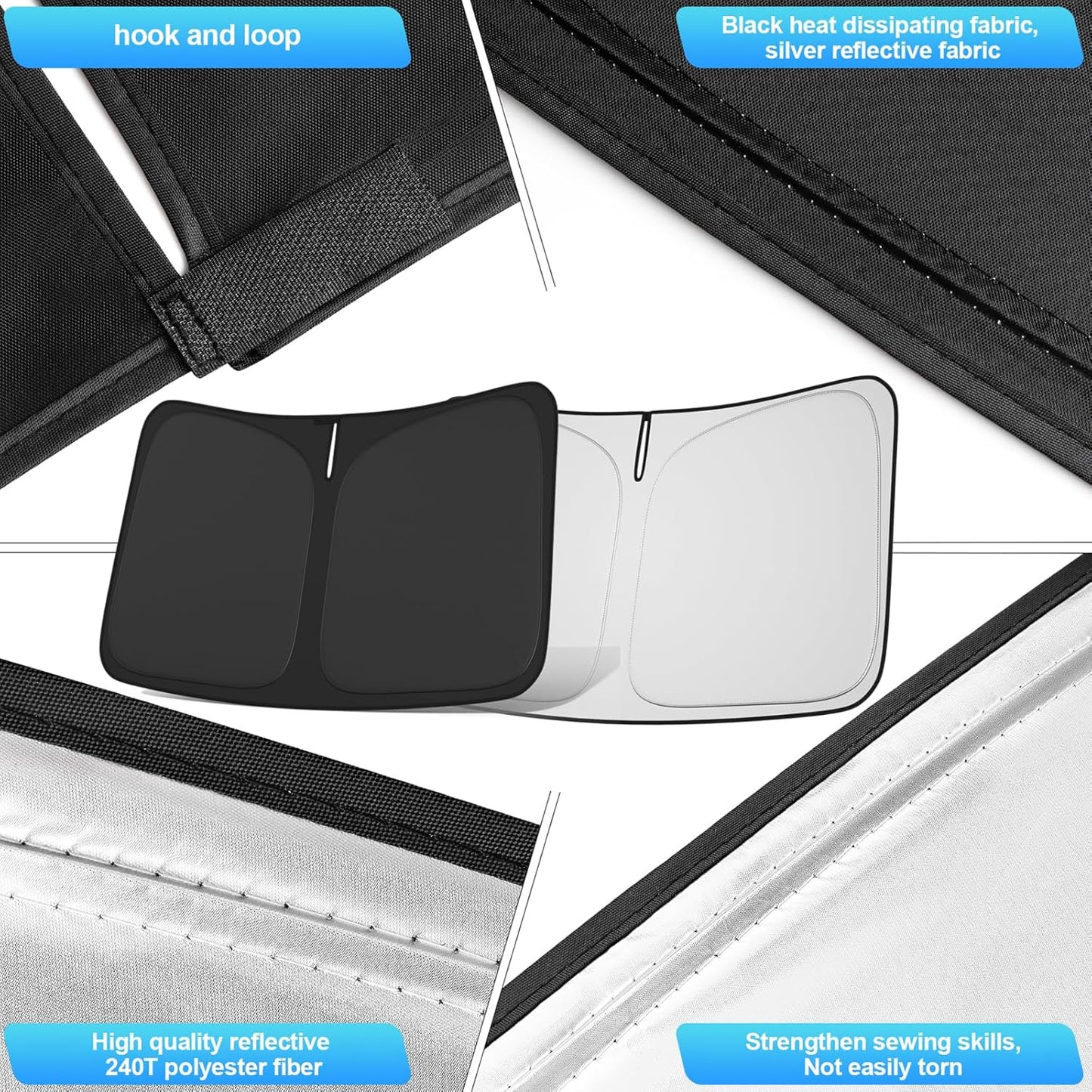 Windshield Sun Shade for for Cadillac XT6 2020-2025 4-Layer Front Window Shade Custom Sun Visor 240T Shade Blocks UV Keep Your Car Cooler