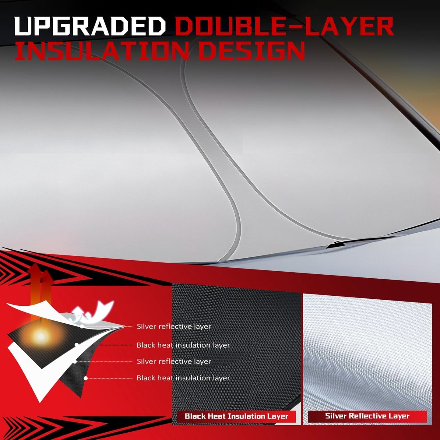 Windshield Sun Shade for 2015-2021 Volkswagen Golf GTI e-Golf VW Golf R 4 Door Hatchback Foldable Sun Sunshade for Car Front Window Automotive Interior Protector Custom Fit Accessories