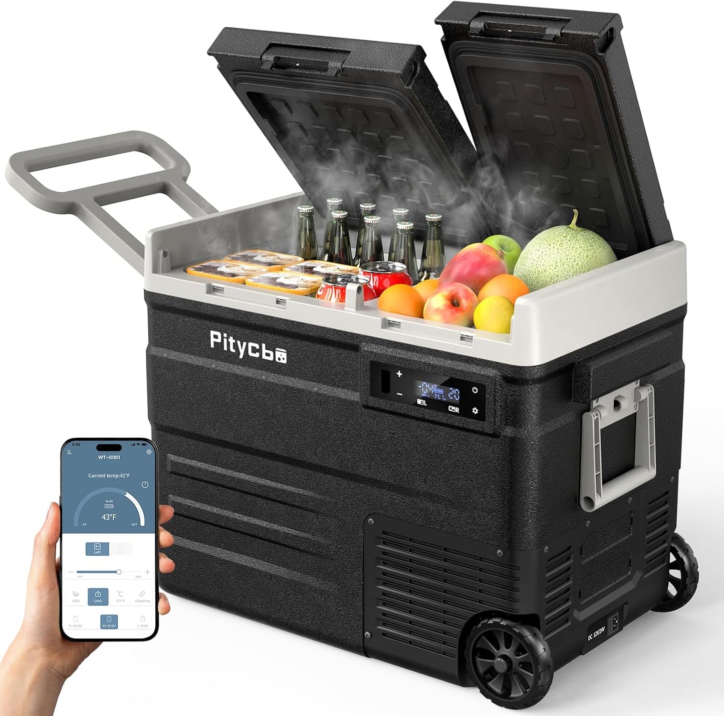 Car Refrigerator 12v Portable Fridge for Car, Auto 53 Quart Dual Zone Freezer Compressor Cooler, -4℉—68℉ 12/24V DC 100~240 Volt AC for Truck, Camping, Travel, Vehicles, RV
