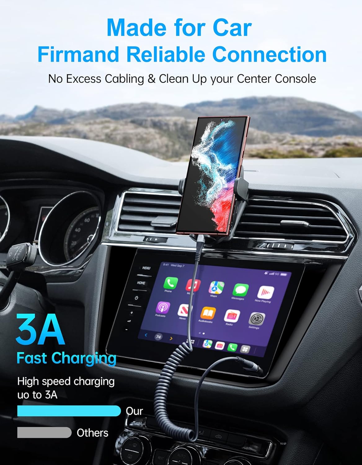 USB Type C Cable Fast Charging, 2Pack 5ft Coiled USB A to USB C Charge Cable for Car Android Auto Charging Cord Compatible with iPhone 16/15/Plus/Pro/Samsung Galaxy S20 S10 Plus and More USB C Devices