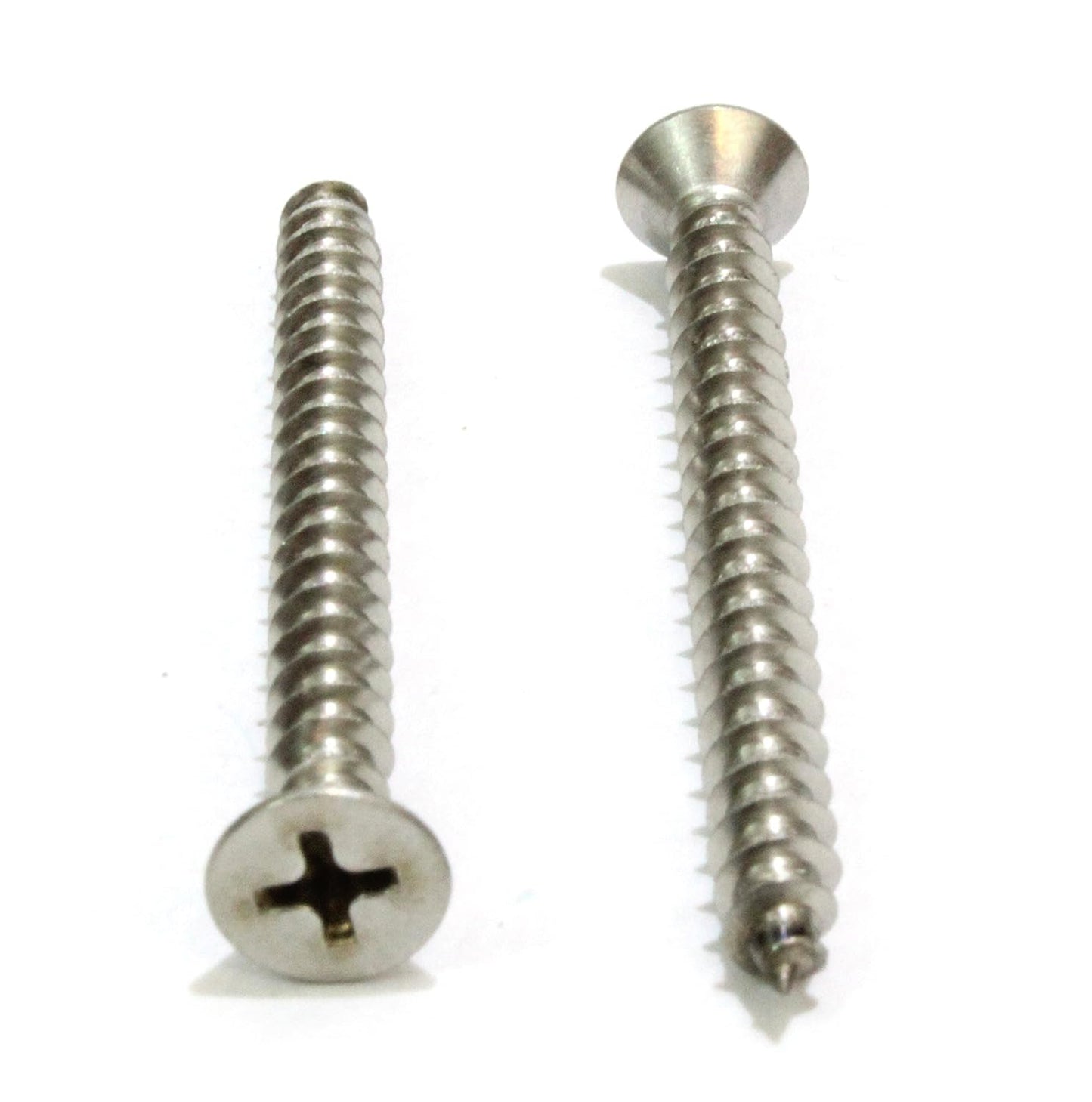 Bolt Dropper #10 X 1-3/4'' Stainless Steel Flat Head Phillips Wood Screw, (100 pc), 18-8 (304) Stainless Steel Sheet Metal Screws- Type A Point, Plain Finish, Threads That Bind
