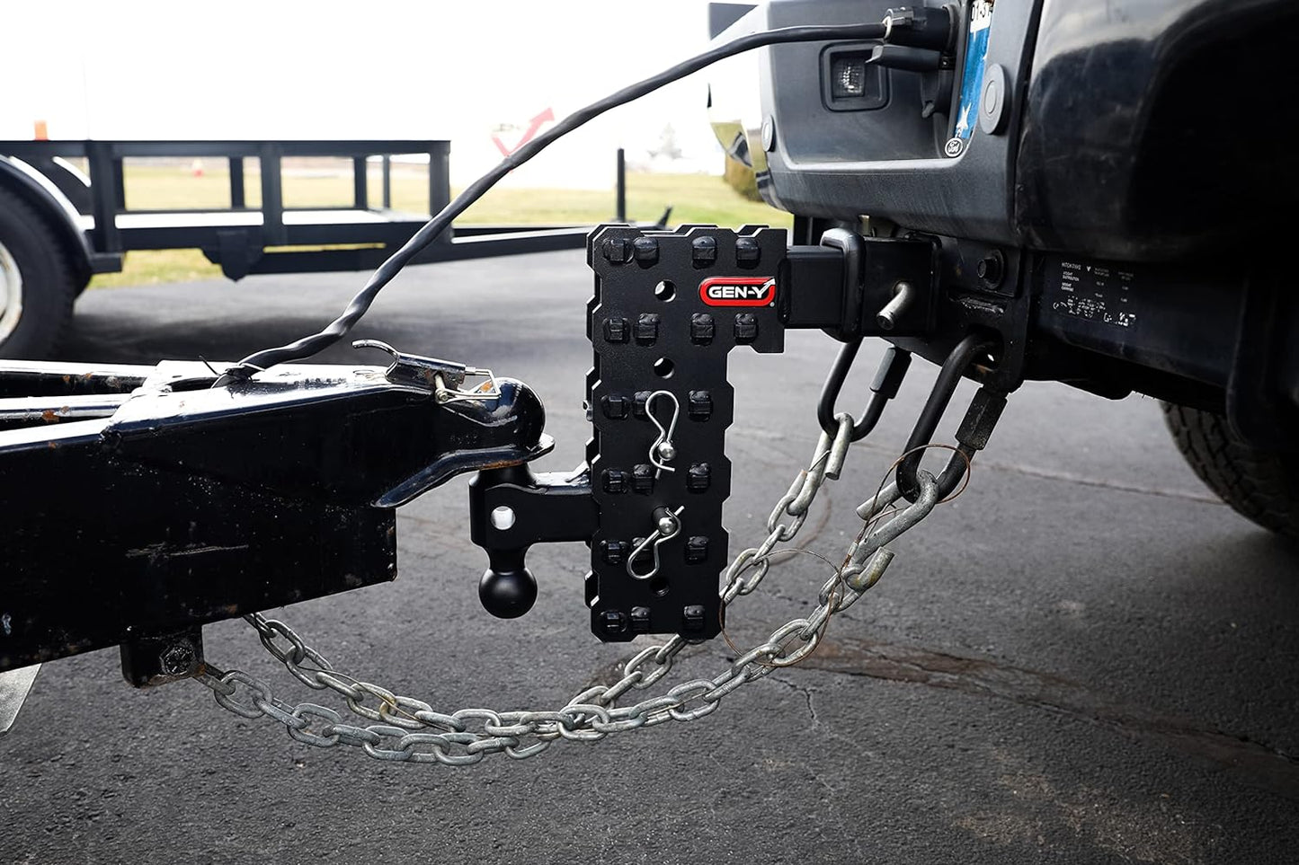 GEN-Y Hitch Solid Shank Adjustable Tow Hitch with Tri-Ball Mount for 2.5" Receiver - 10" Drop - 16,000 LB Towing Capacity - 1,600 LB Tongue Weight - Black