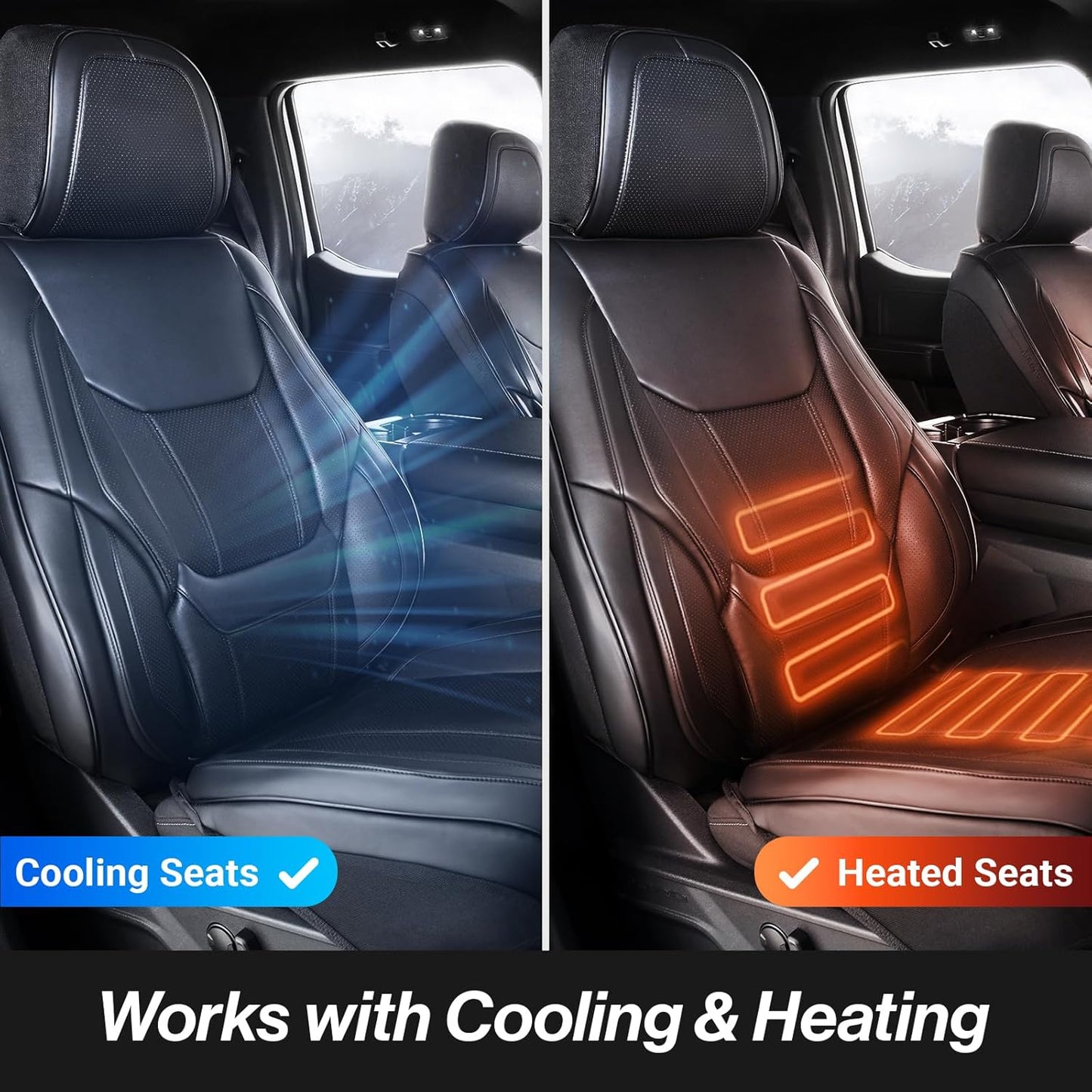 Coverland Custom Car Seat Covers Compatible with Ranger, Titan, Ram 1500 - Premium Leather Non-Slip Memory Foam Waterproof Custom Fit Interior Protector Front Seat-Black [See Size Chart-Size A20]