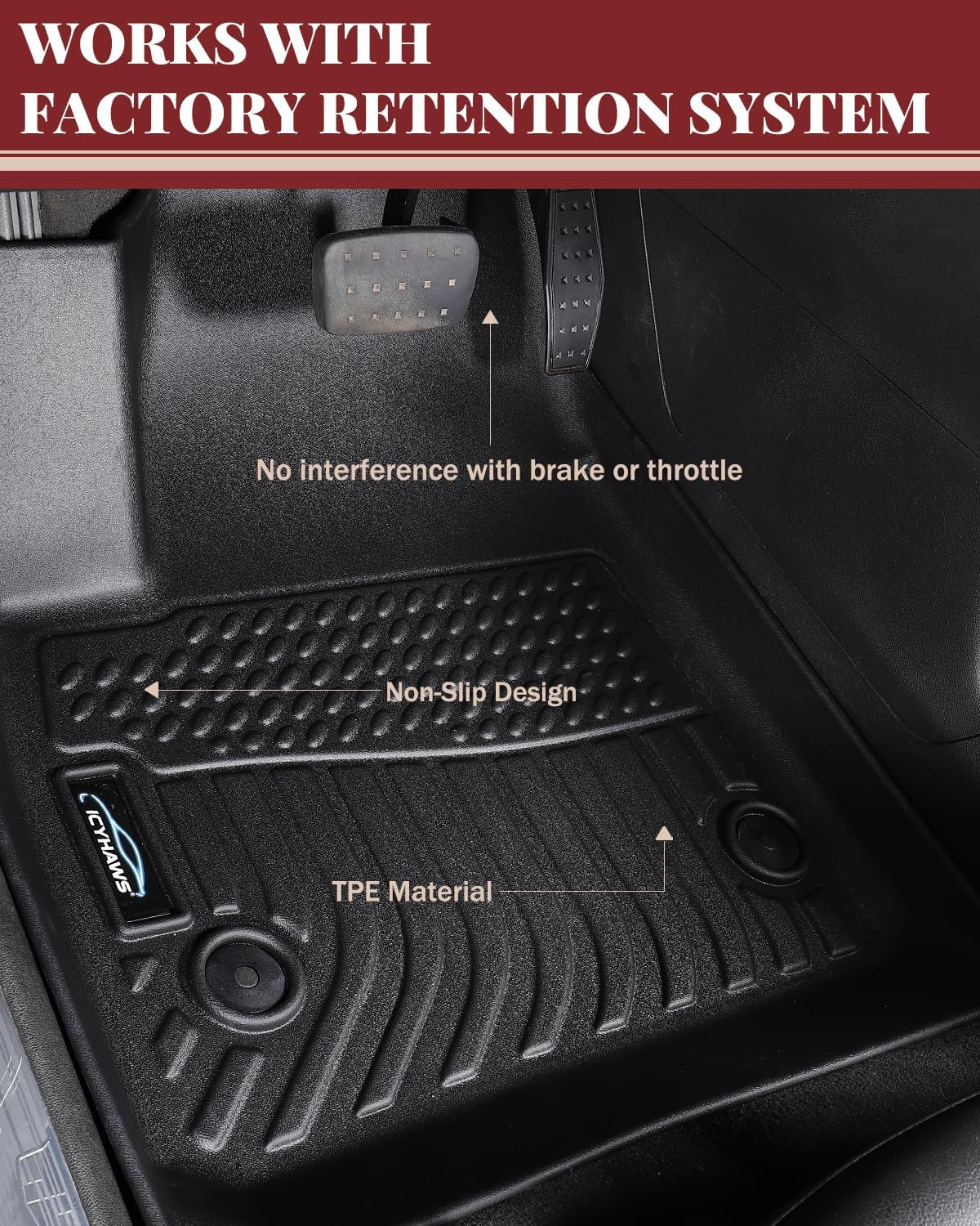 Icyhaws® Floor Mats for Infiniti QX50 2019-2025 with Cargo Liner Backrest Mat, All Weather TPE Rubber Car Mats | Front Rear Row Trunk Mat Back Seat Protector for Infiniti QX50 Accessories
