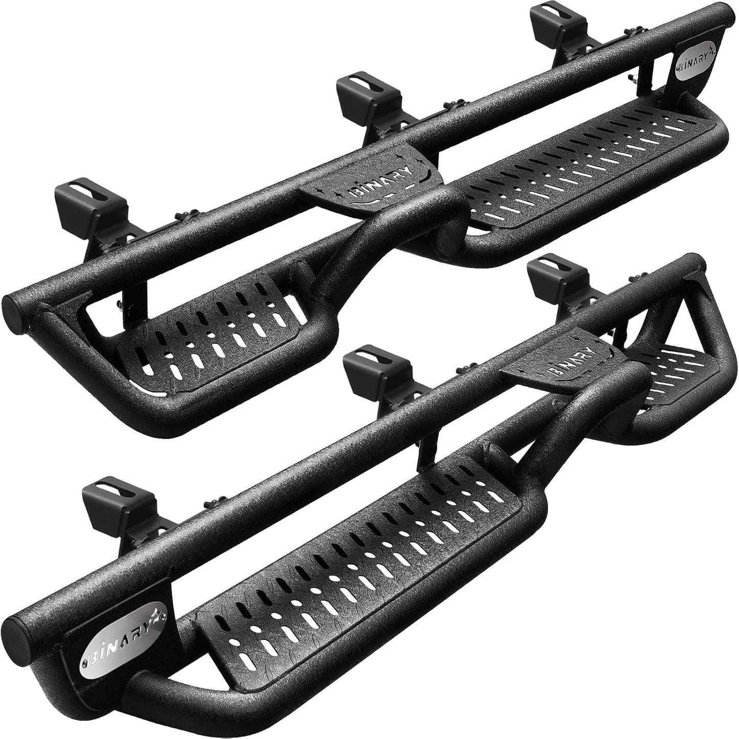 BINARY STAR Running Boards Compatible with Vehicle 2018-2025 Jeep Wrangler JL 4 Doors, 6 Inch Two-Stair Side Steps Truck Nerf Bars, Wrangler JL Carbon Steel Side Steps Truck Step Bars Estribos para