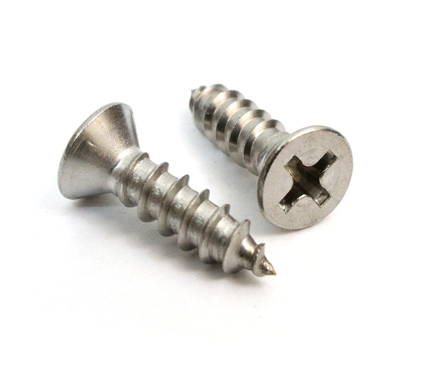 Bolt Dropper No. 6 x 5/8" Stainless Steel Flat Head Phillips Wood Screw, (100 pc), 18-8 (304) Stainless Steel Sheet Metal Screws- Type A Point, Plain Finish, Threads That Bind