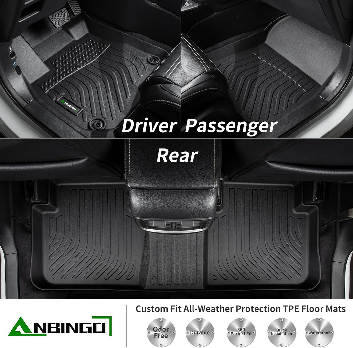 ANBINGO®-Floor Mat for Genesis GV80 2021-2026 5 Seats,TPE All Weather Protection GV80 Car Floor Liners Front & Rear Row Waterproof GV80 Accessories